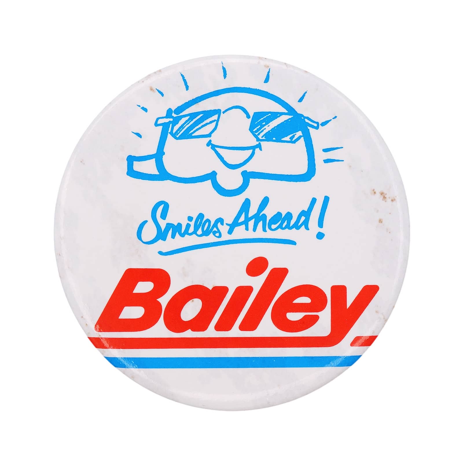 Bailey 缶バッジ バッチ Smiles Ahead! キャンピングトレーラー