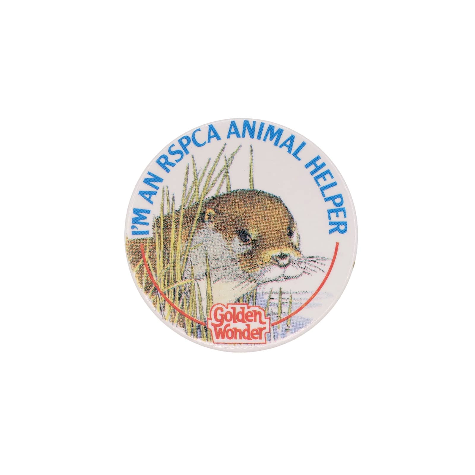 Golden Wonder カワウソ 缶バッジ バッチ RSPCA 英国王立動物虐待防止協会