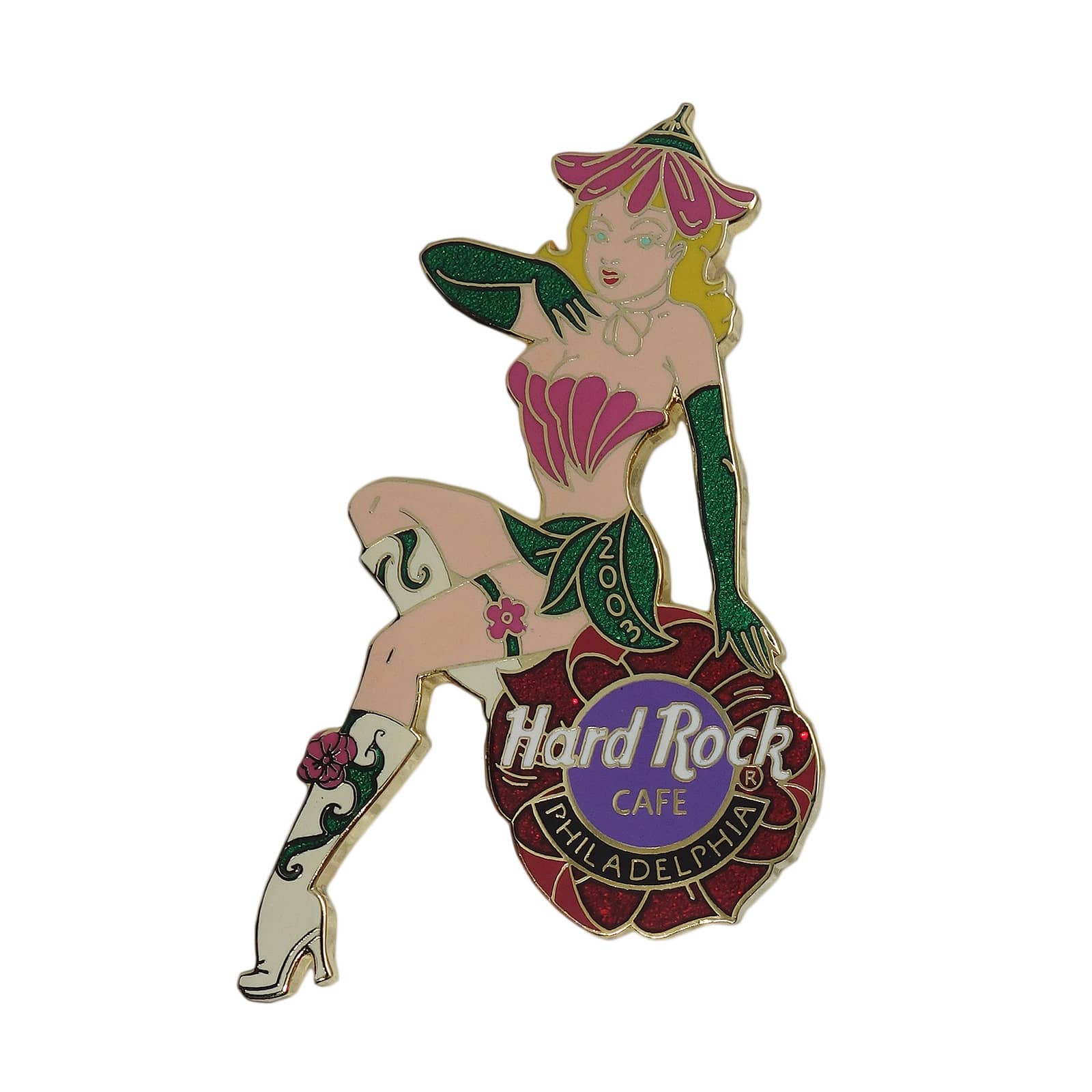 Hard Rock CAFE フラワーショーガール 女性 ピンズ ハードロックカフェ 留め具付き