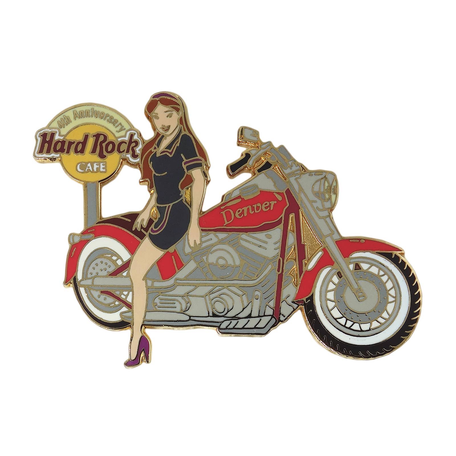 Hard Rock CAFE バイクと女性 ピンズ ハードロックカフェ Denver 留め具付き