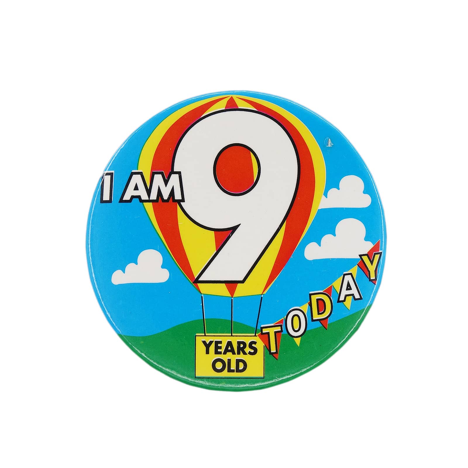 I AM 9 YEARS OLD TODAY 缶バッジ バッチ 9歳 誕生日 気球