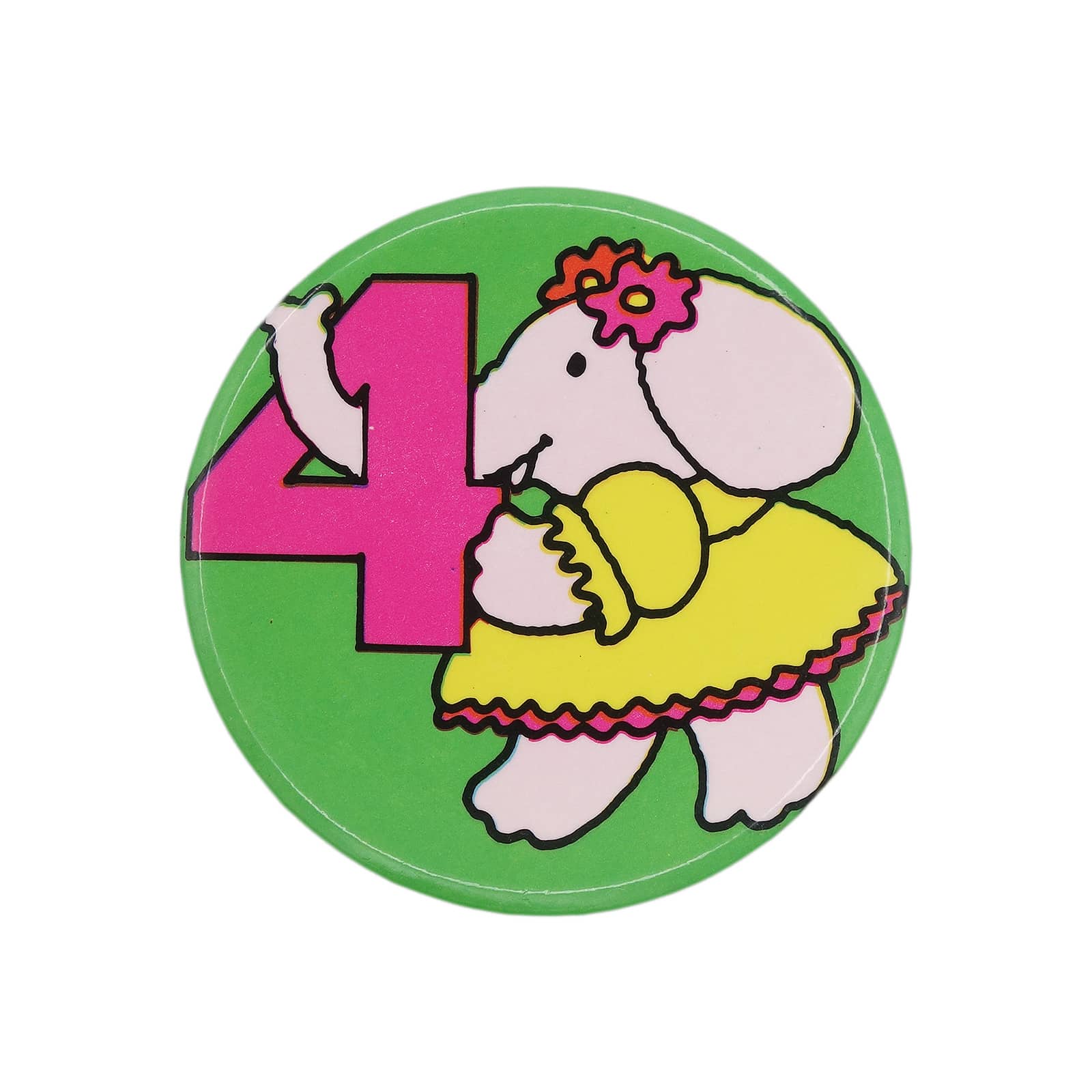 ゾウ 缶バッジ バッチ 数字4