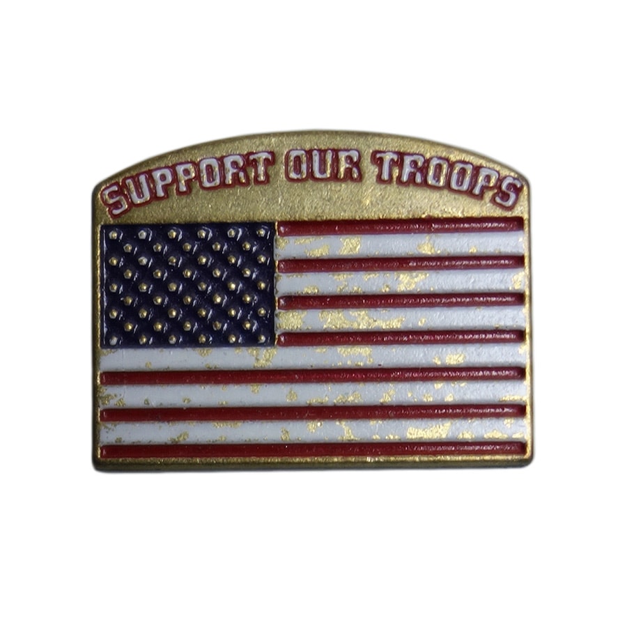 ピンズ 星条旗 SUPPORT OUR TROOPS ピンバッジ 留め具付き レトロ