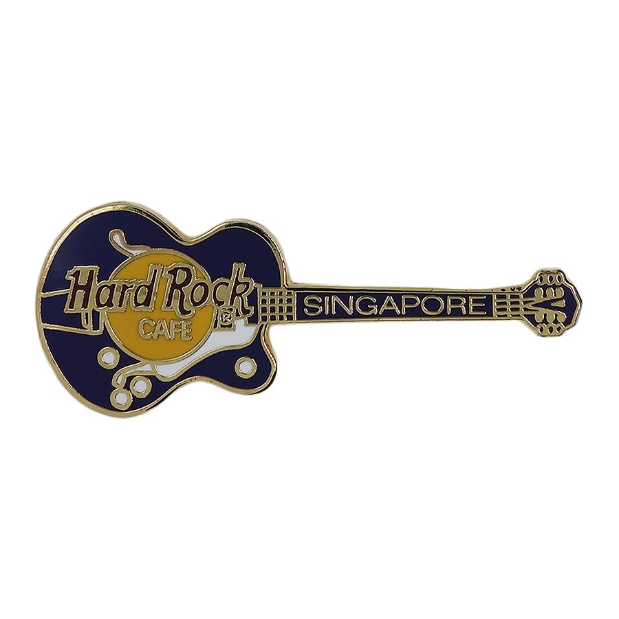 Hard Rock CAFE ギター ブローチ ハードロックカフェ SINGAPORE 紺