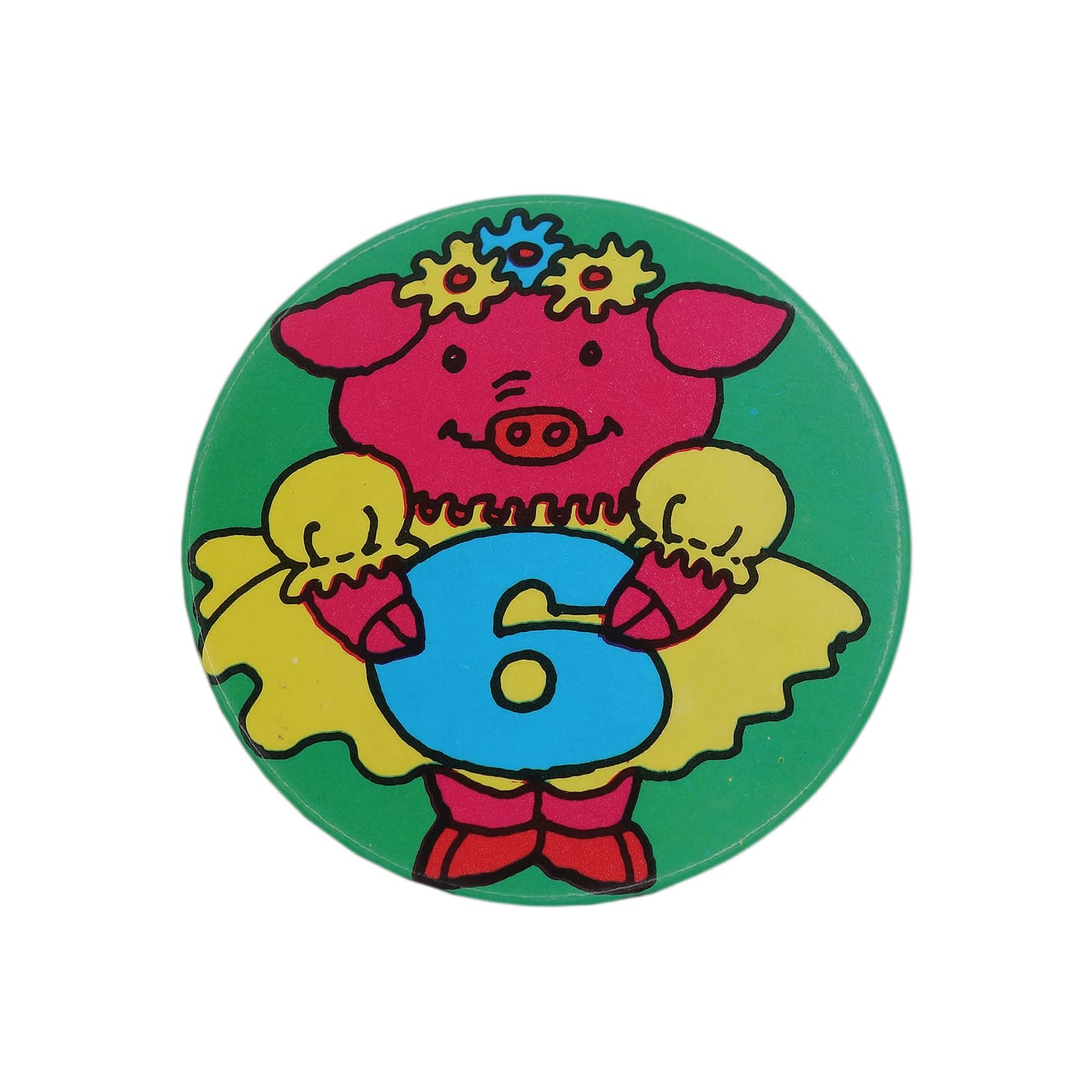 6歳 誕生日 ブタ 缶バッジ バッチ