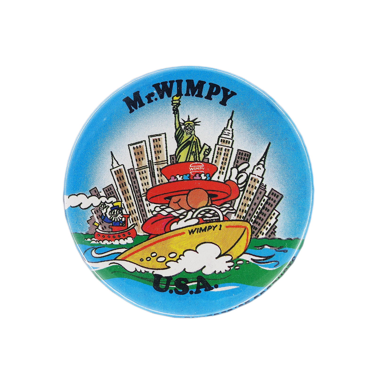 Mr WIMPY ウインピー 缶バッジ バッチ USA 1983