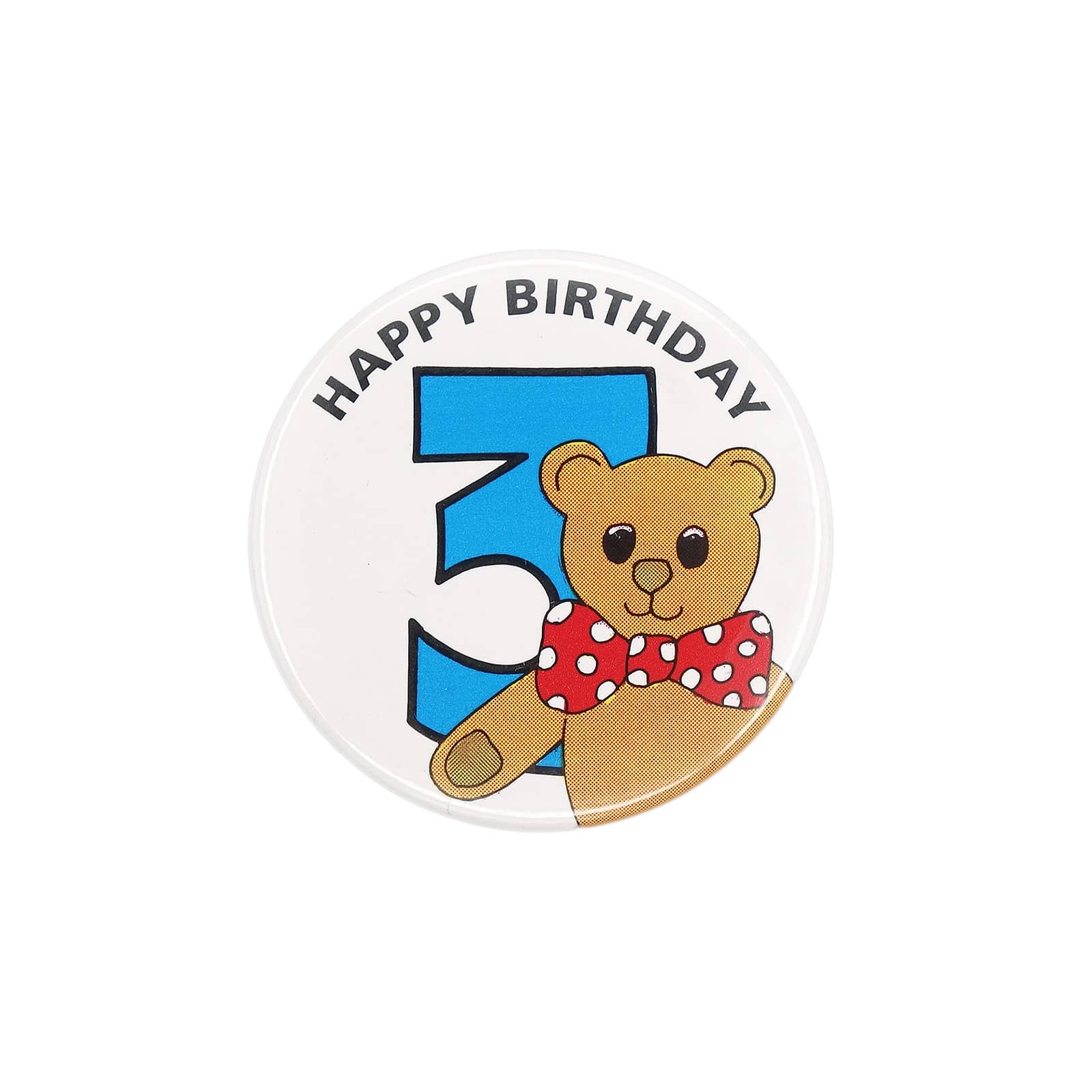 HAPPY BIRTHDAY 3 テディベア 缶バッジ バッチ 3歳 誕生日