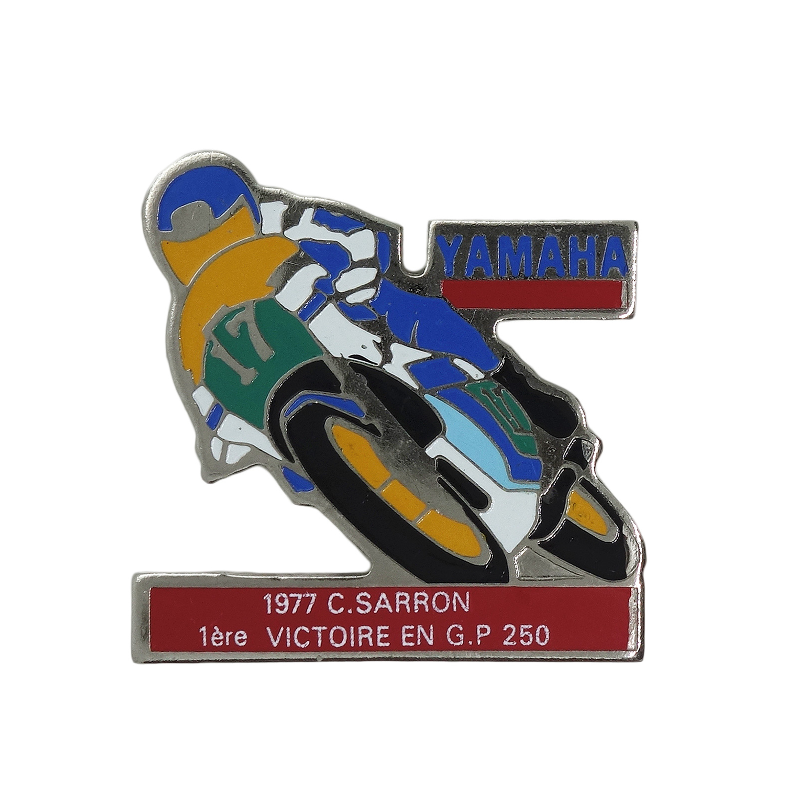 YAMAHA 1977 C.SARRON ピンズ オートバイ ロードレース ライダー 留め具付き