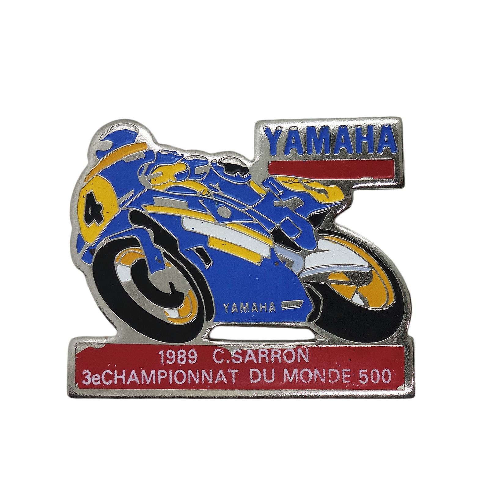 YAMAHA 1989 C.SARRON ピンズ オートバイ ロードレース ライダー 留め具付き