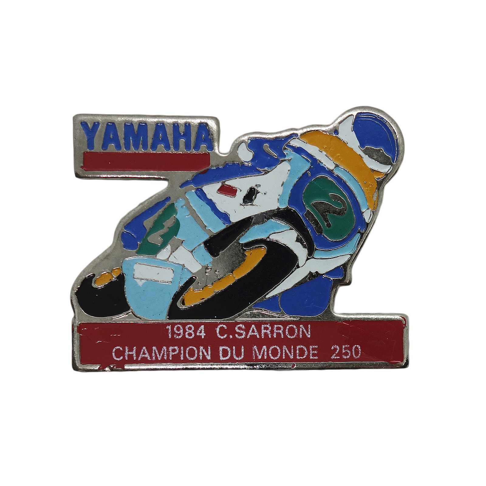 YAMAHA 1984 C.SARRON ピンズ オートバイ ロードレース ライダー 留め具付き