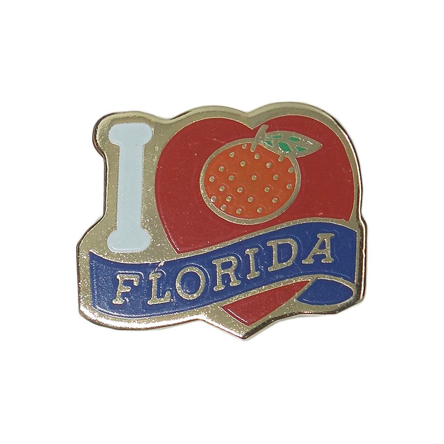 I LOVE FLORIDA ピンズ フロリダ 地域 オレンジ 留め具付き レトロ