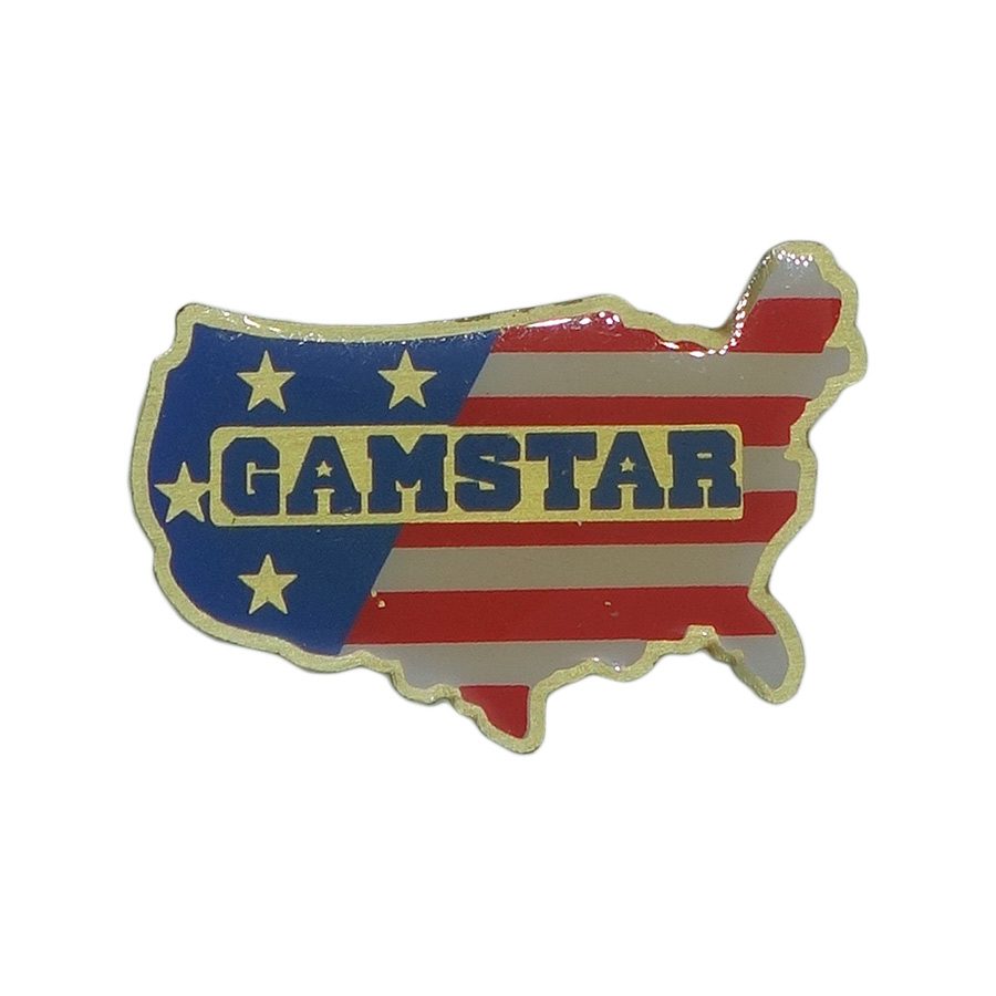 GAMSTAR ピンズ 星条旗 地図型 留め具付き レトロ