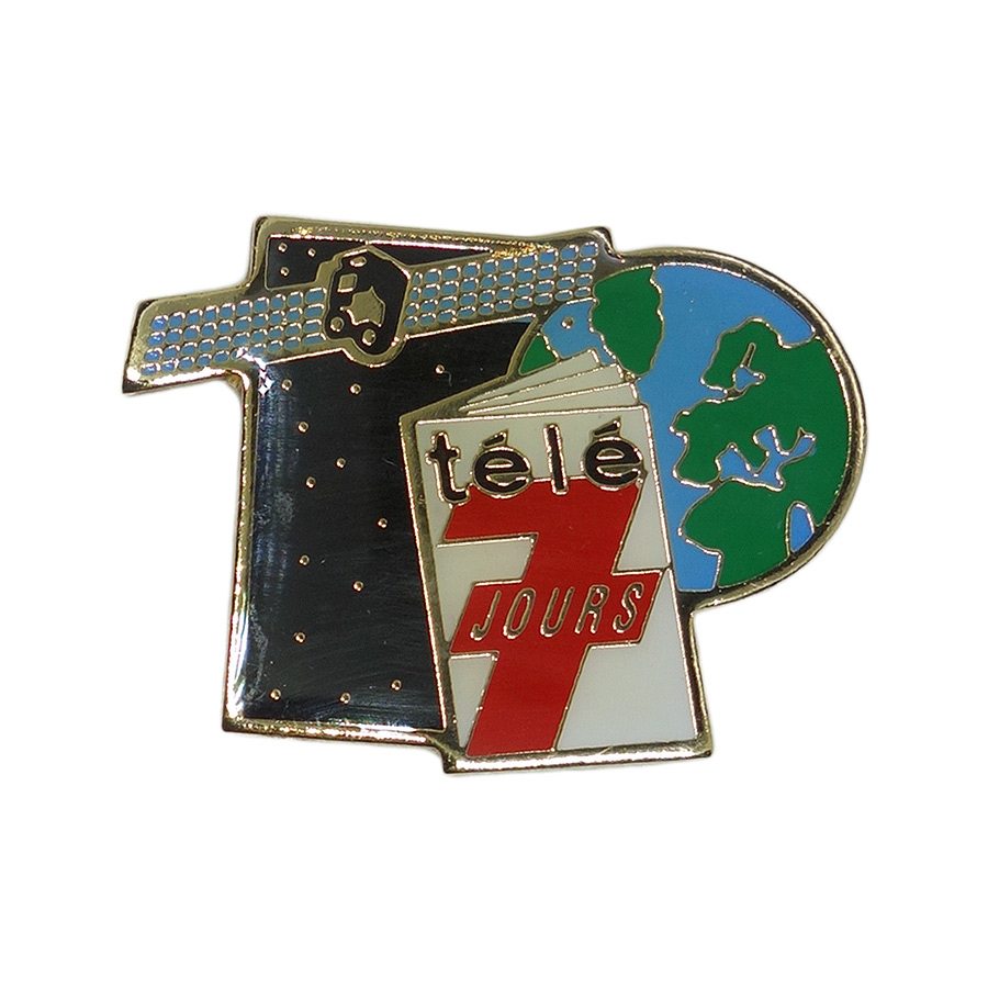 Tele 7 Jours テレビ雑誌 ピンズ フランス 人工衛星 地球 企業ロゴ