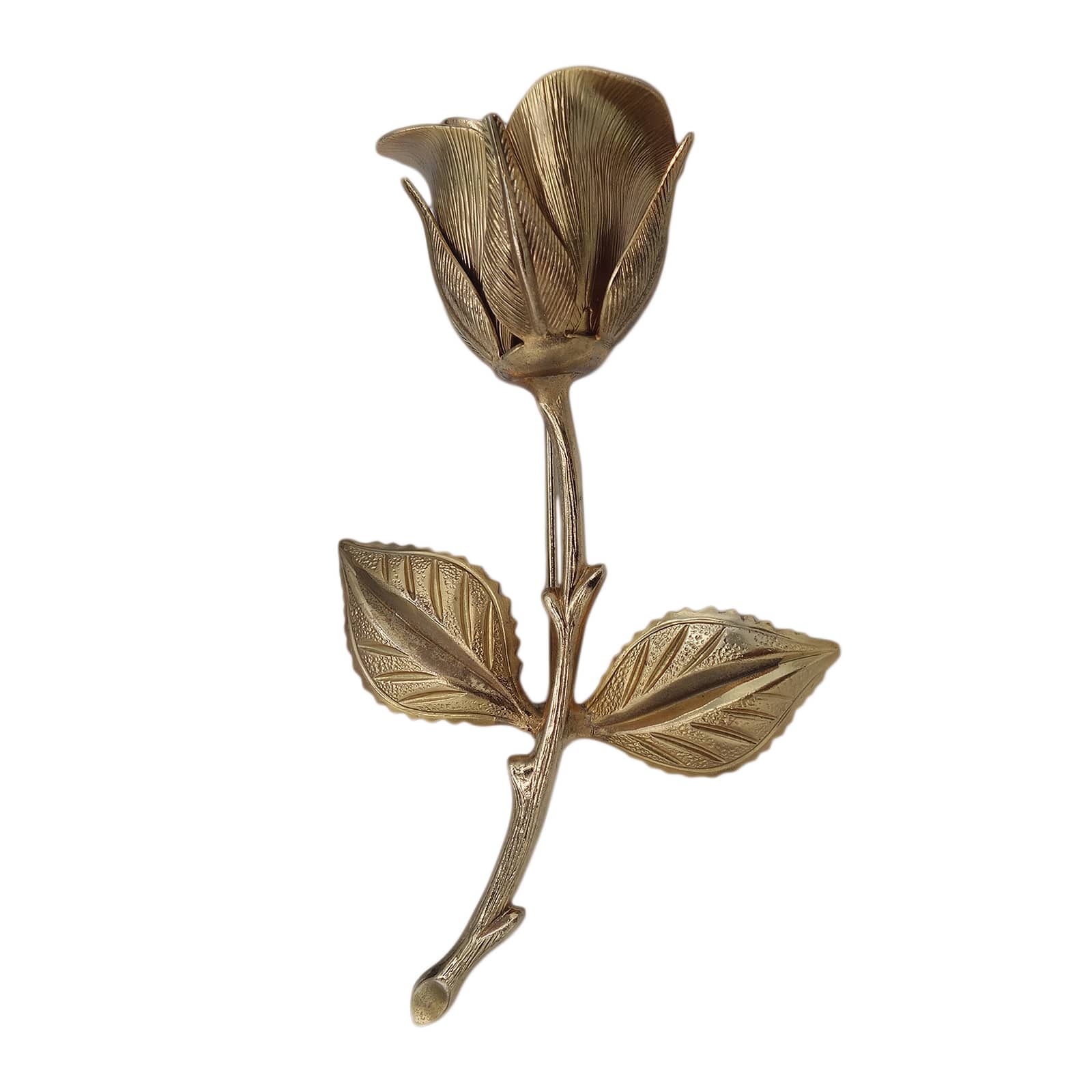 一輪の薔薇 ブローチ 花 金色