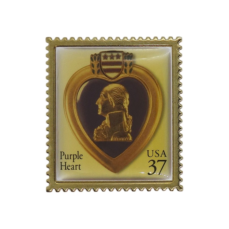 Purple Heart 切手型 ピンズ パープルハート 戦傷章