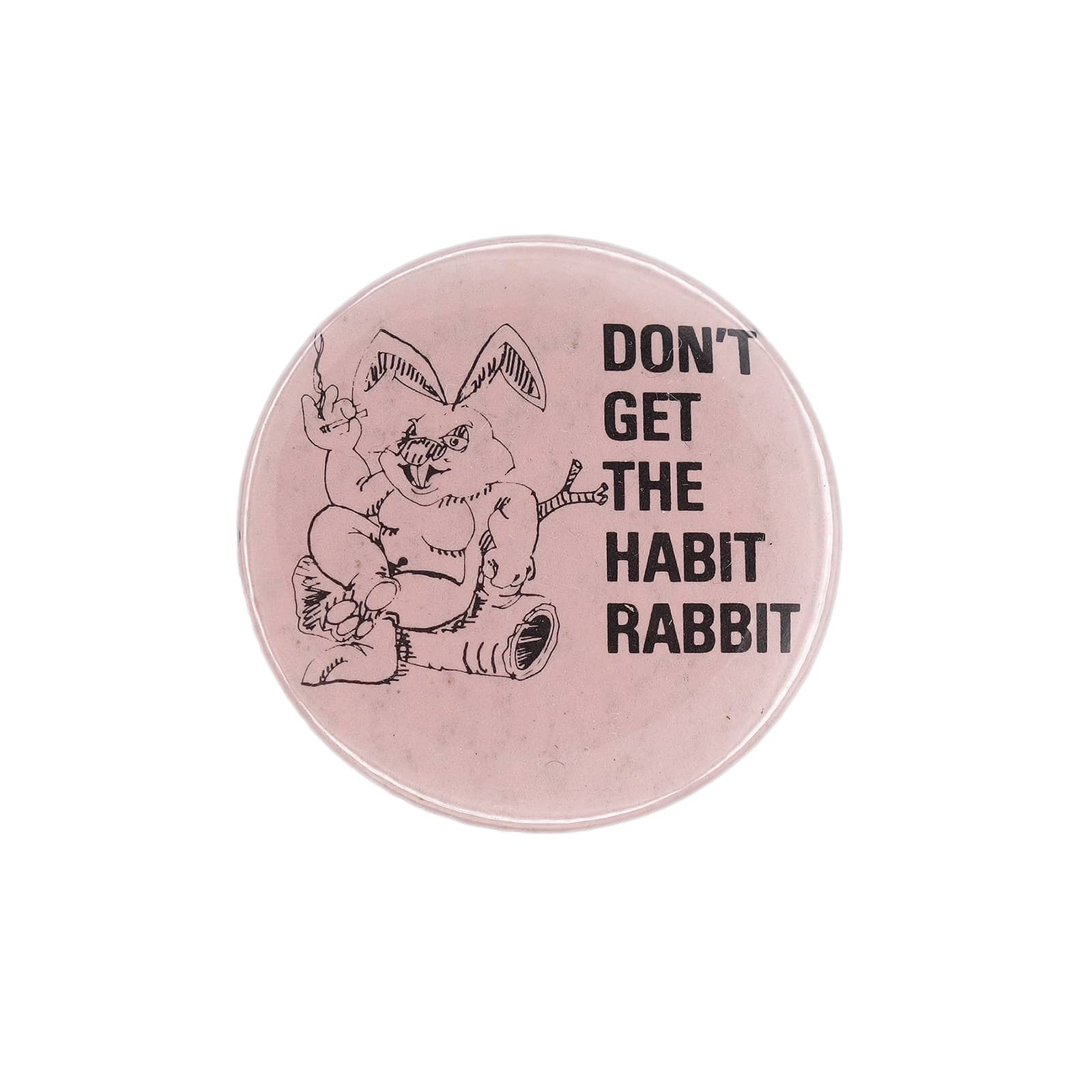 DON'T GET THE HABIT RABBIT 缶バッジ バッチ　煙草を吸うウサギ