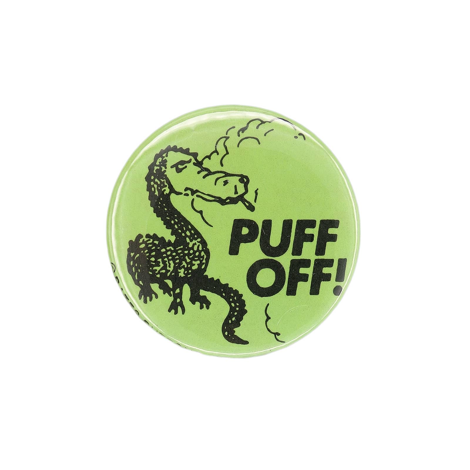 PUFF OFF! 缶バッジ バッチ 煙草を吸うドラゴン