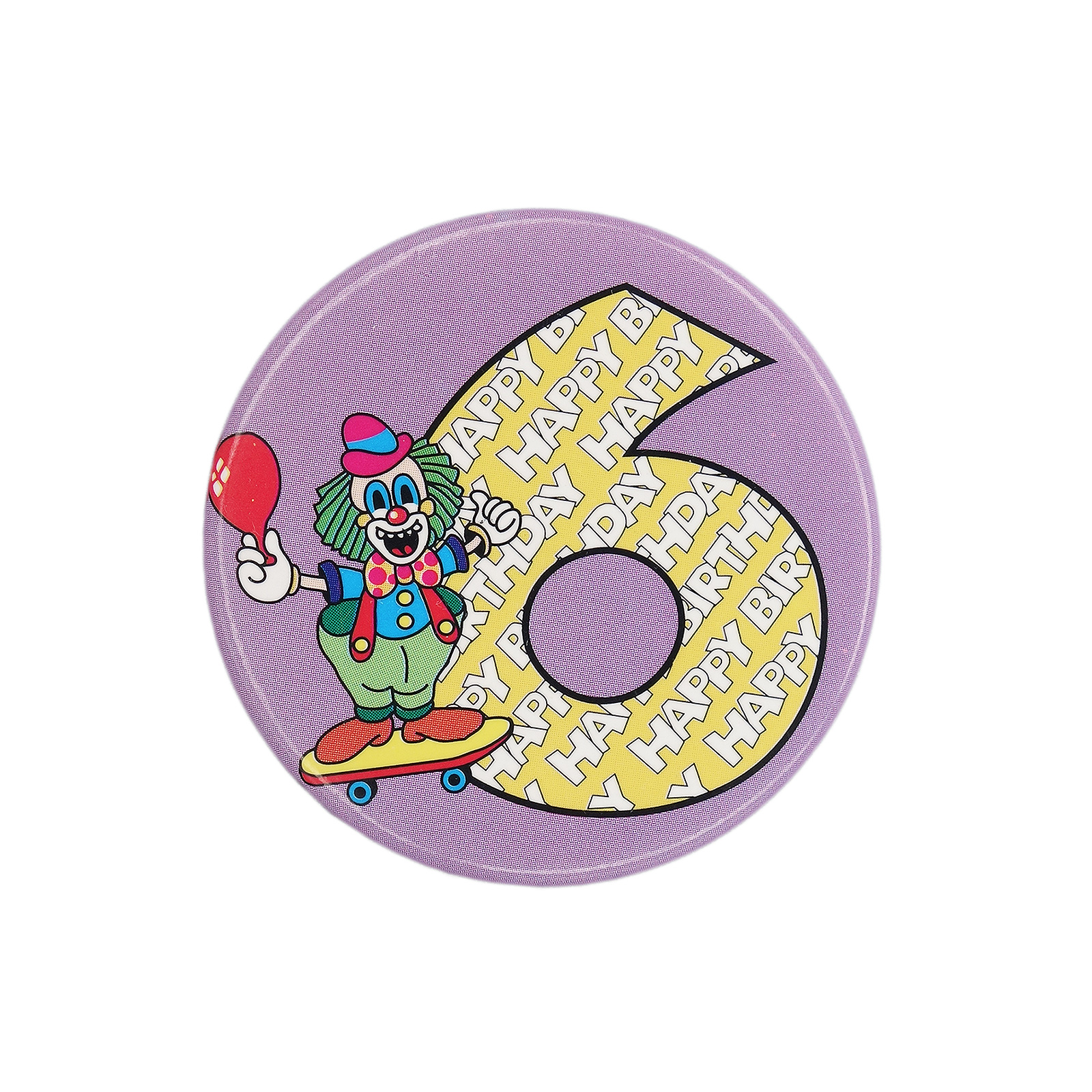 HAPPY BIRTHDAY 6 ピエロ 缶バッジ バッチ 6歳 誕生日