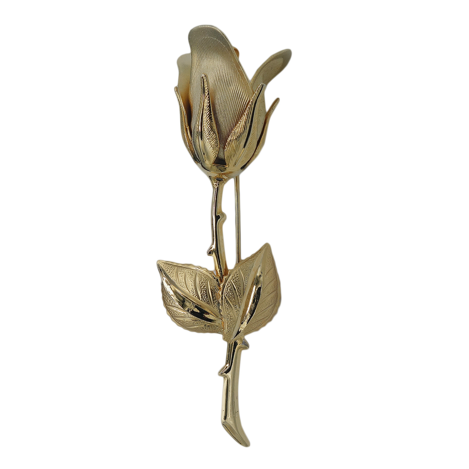 一輪の薔薇 ブローチ 花 金色