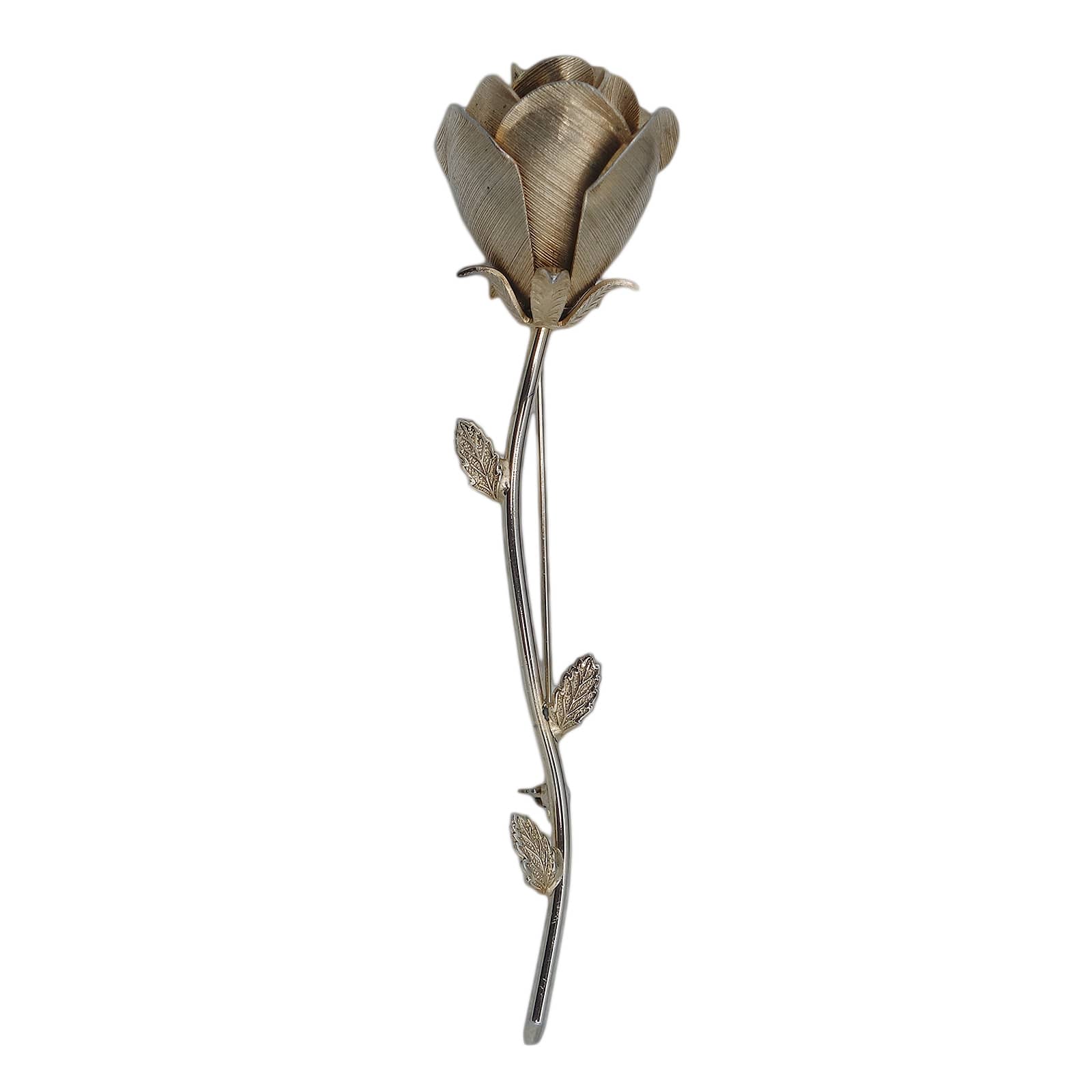 一輪の薔薇 ブローチ 花 金色