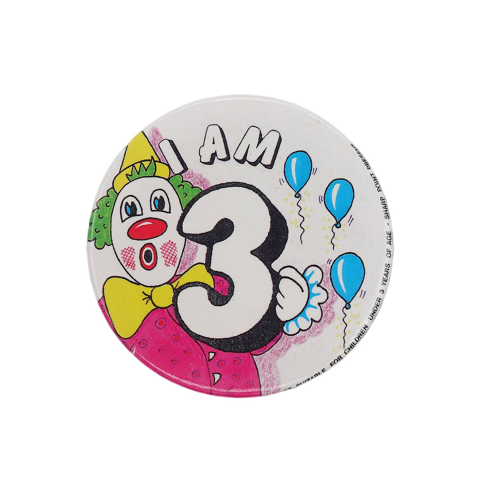 I AM 3 ピエロ 缶バッジ バッチ 3歳 誕生日