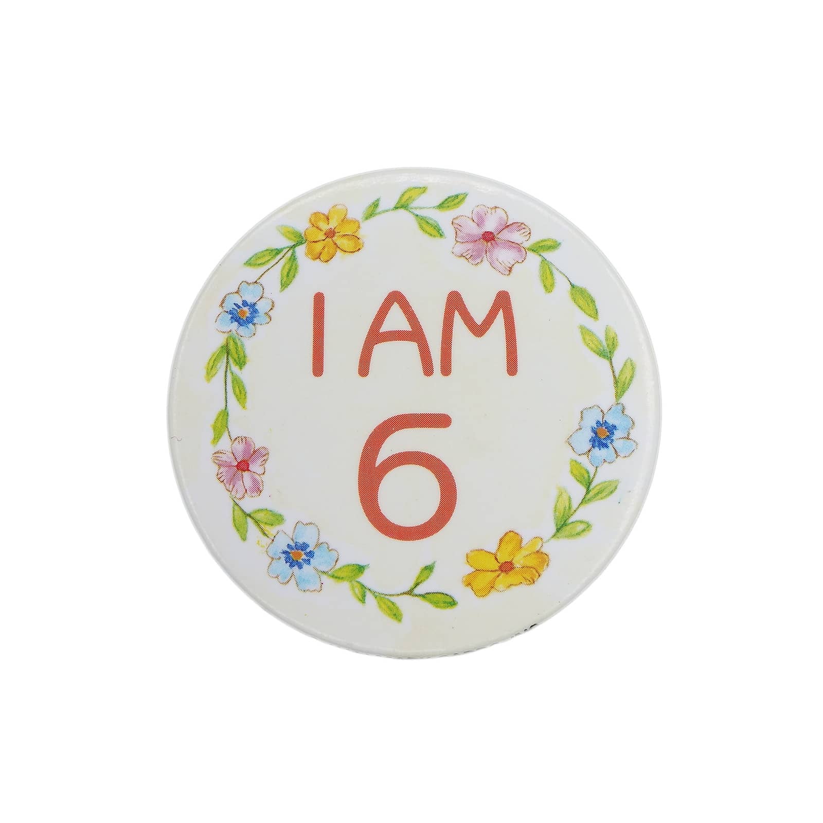 I AM 6 花 缶バッジ バッチ 6歳 誕生日 HALLMARK ホールマーク