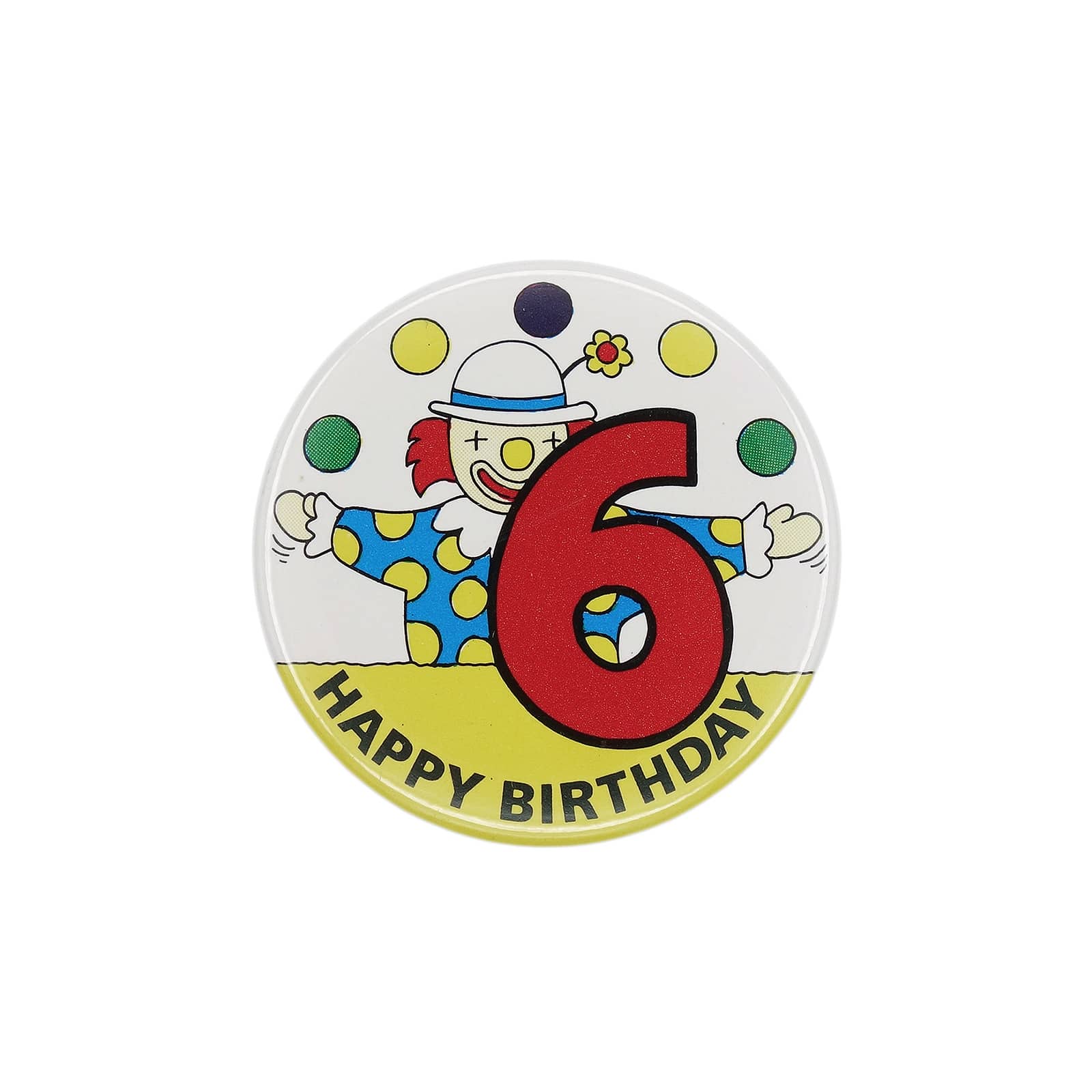 HAPPY BIRTHDAY 6 ピエロ 缶バッジ バッチ 6歳 誕生日