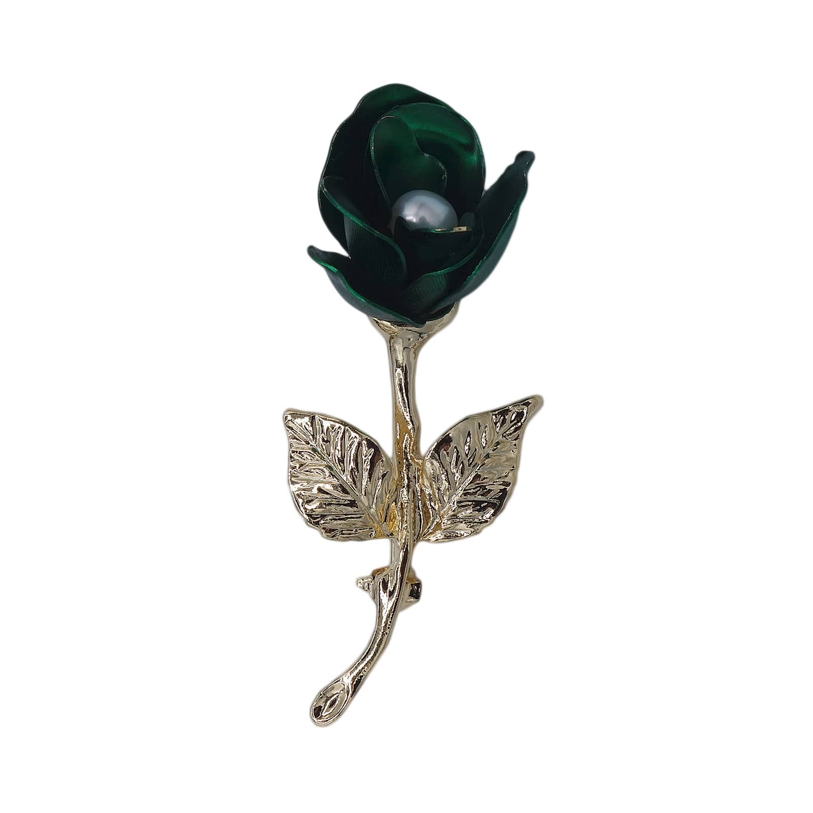 緑の薔薇 ブローチ 花
