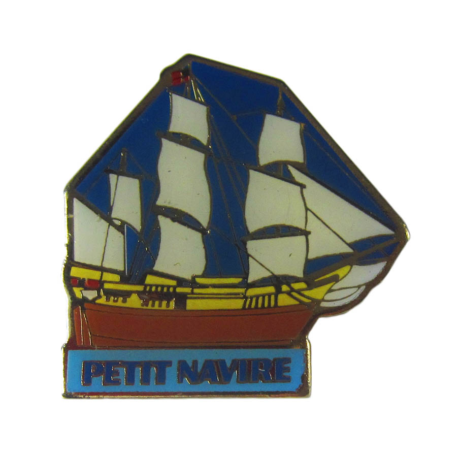 フランス ピンズ PETIT NAVIRE 帆船D  留め具付き レトロ ピンバッジ