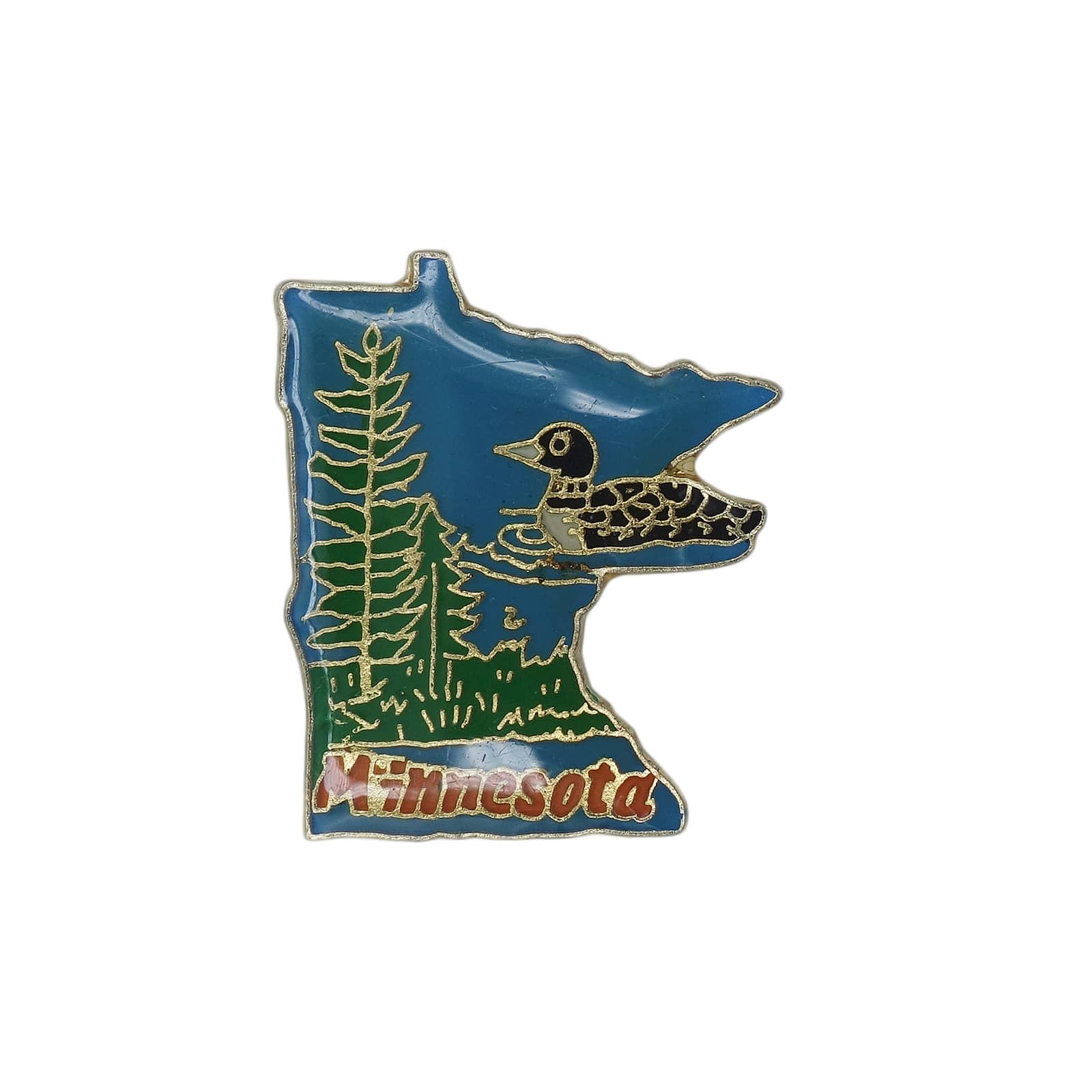 Minnesota ミネソタ州 地図型 ピンズ ハシグロアビ