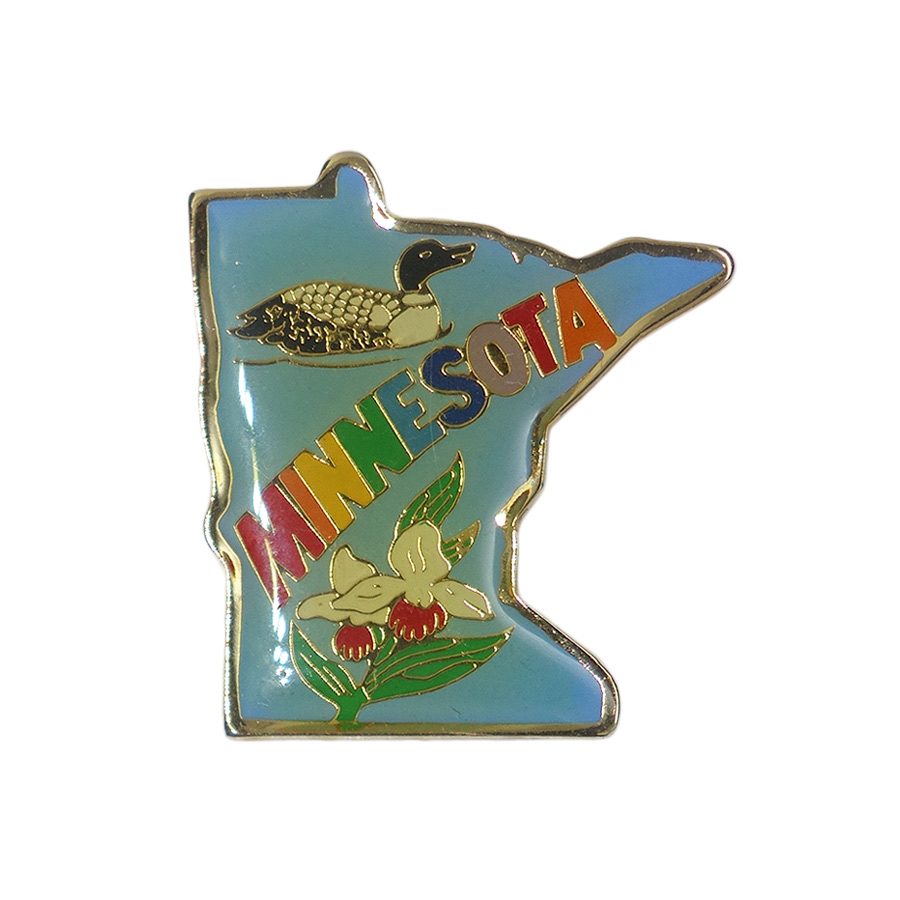 ミネソタ州 地図型 ピンズ MINNESOTA 留め具付き