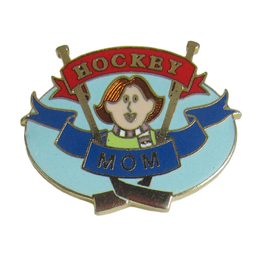 ビンテージ ピンズ HOCKEY MOM 1984年製 留め具付き