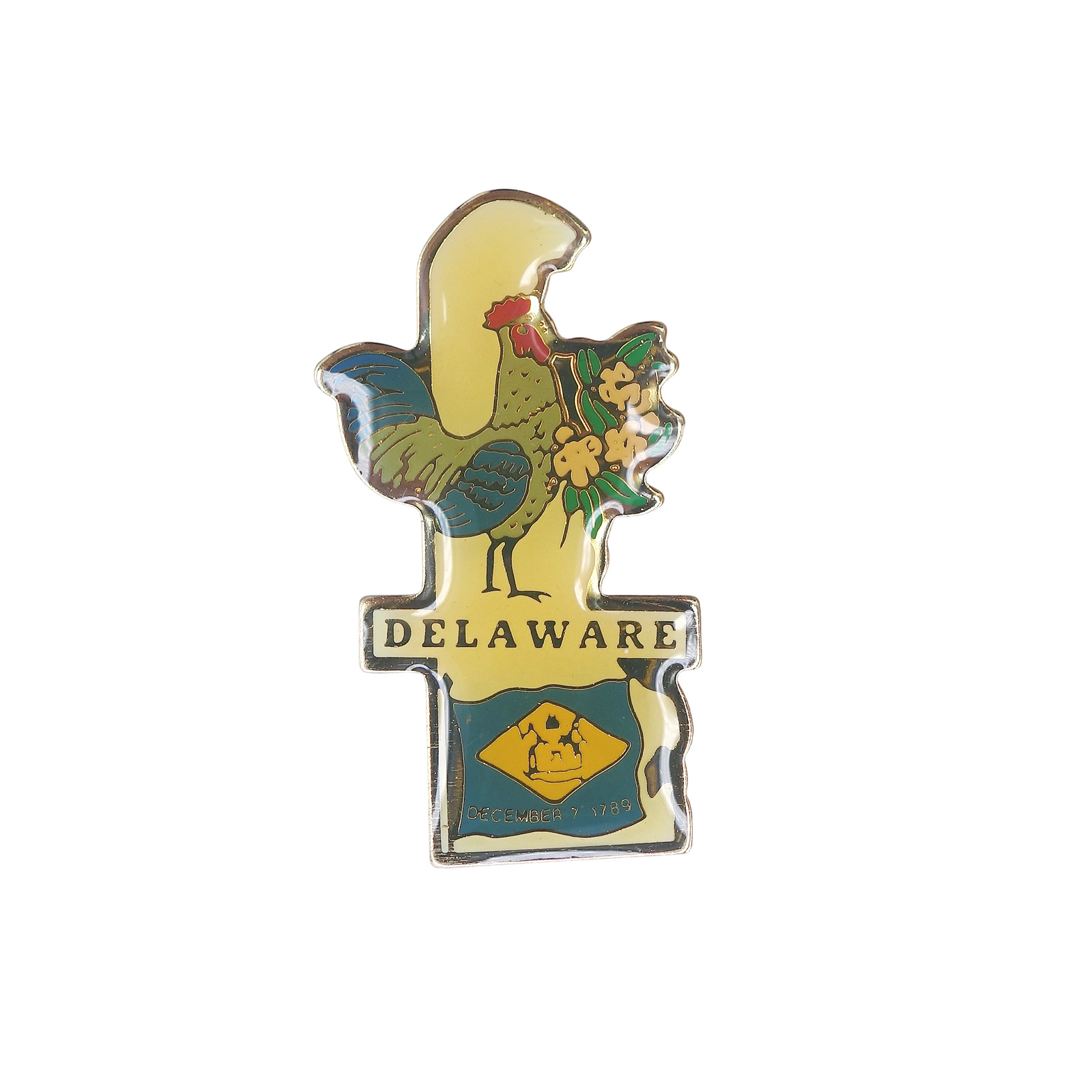 DELAWARE デラウェア州 地図型 ピンズ 州旗 ブルーヘン ピーチブロッサム