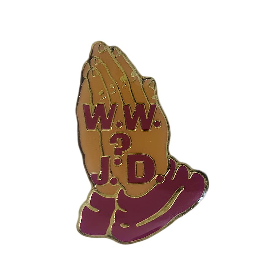 WWJD? 祈りの手 ピンズ キリスト教 留め具付き