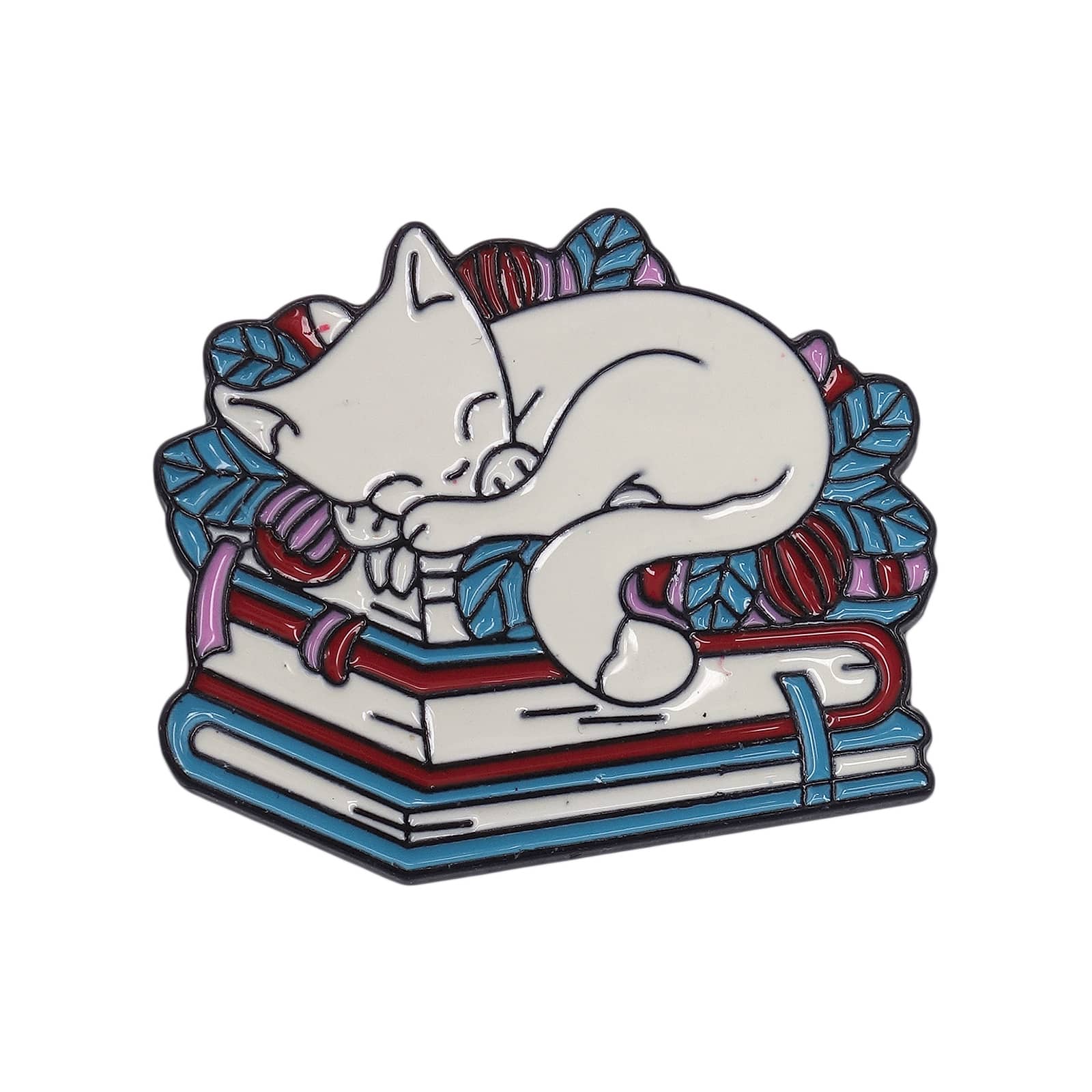 本の上で眠る猫 ピンズ