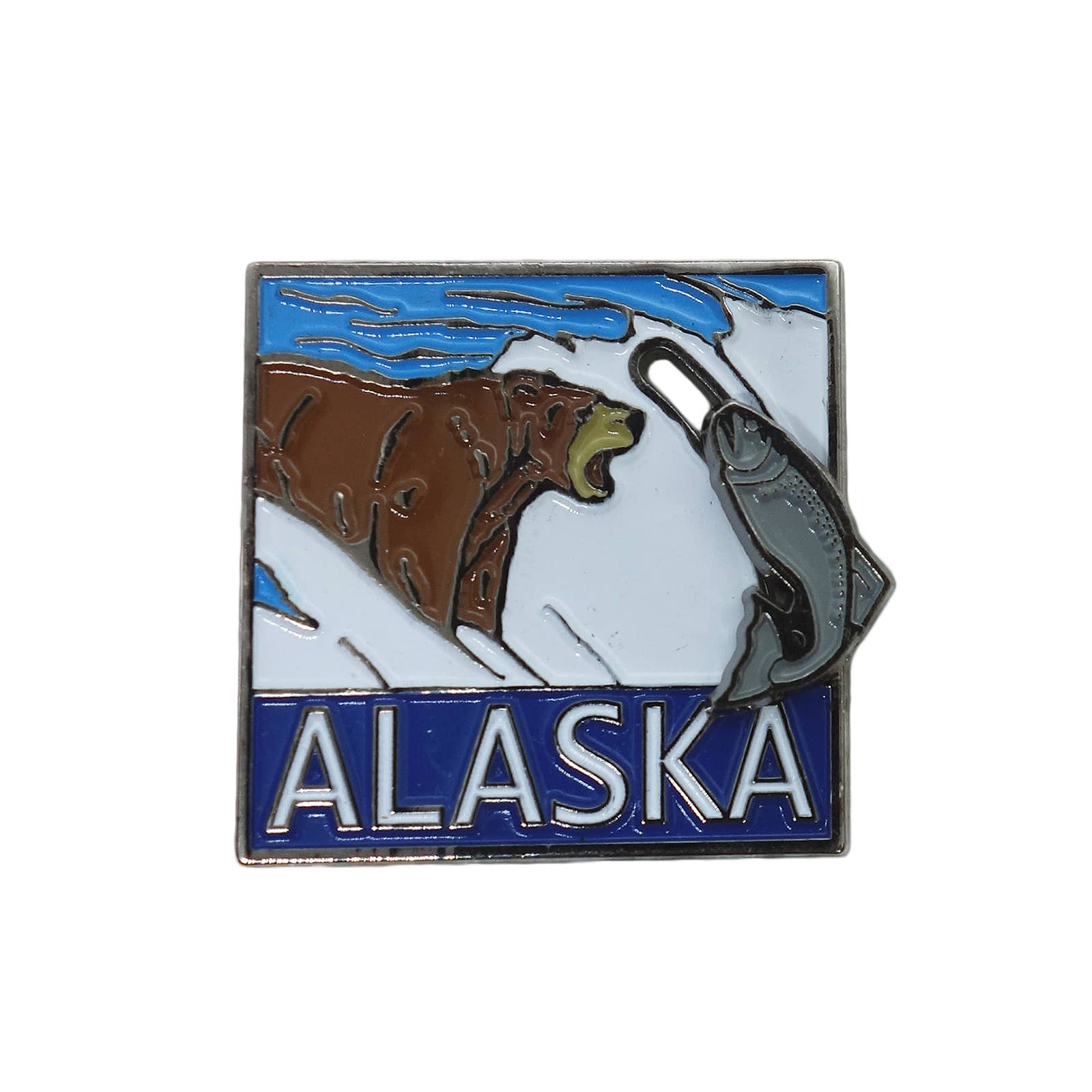 ALASKA クマ 魚 ピンズ アラスカ州 留め具付き