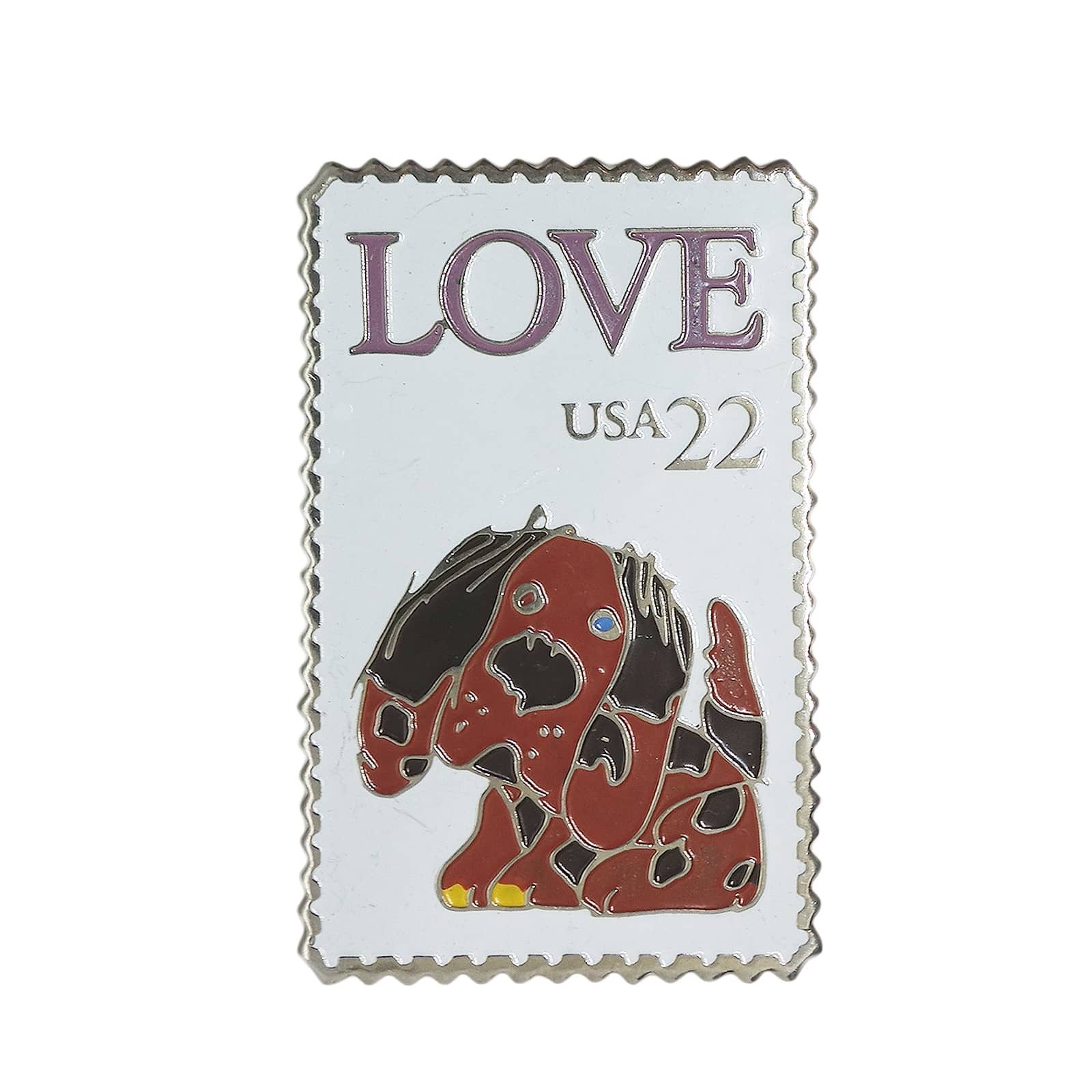 LOVE USA 22c 犬 切手型 ピンズ 留め具付き