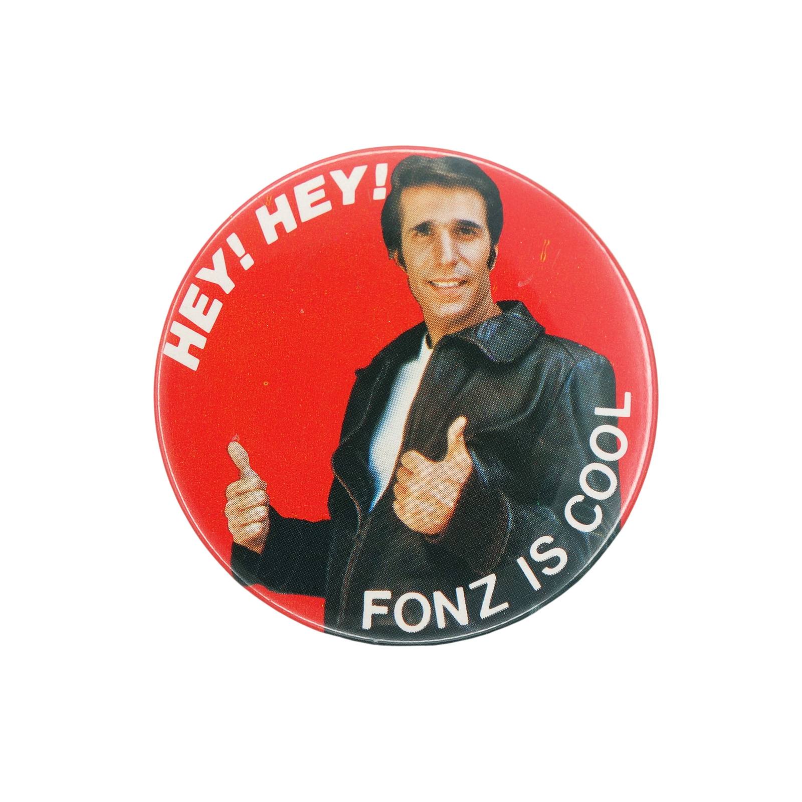 TVドラマ Happy Days フォンジー 缶バッジ HEY! HEY! FONZ IS COOL