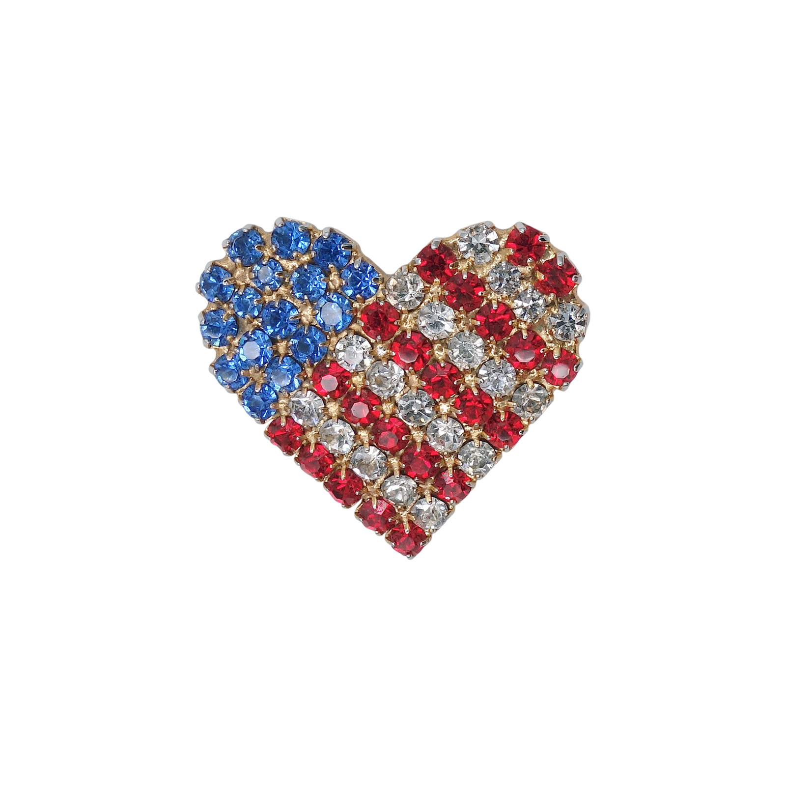 星条旗 ラインストーン ハート型 ピンズ