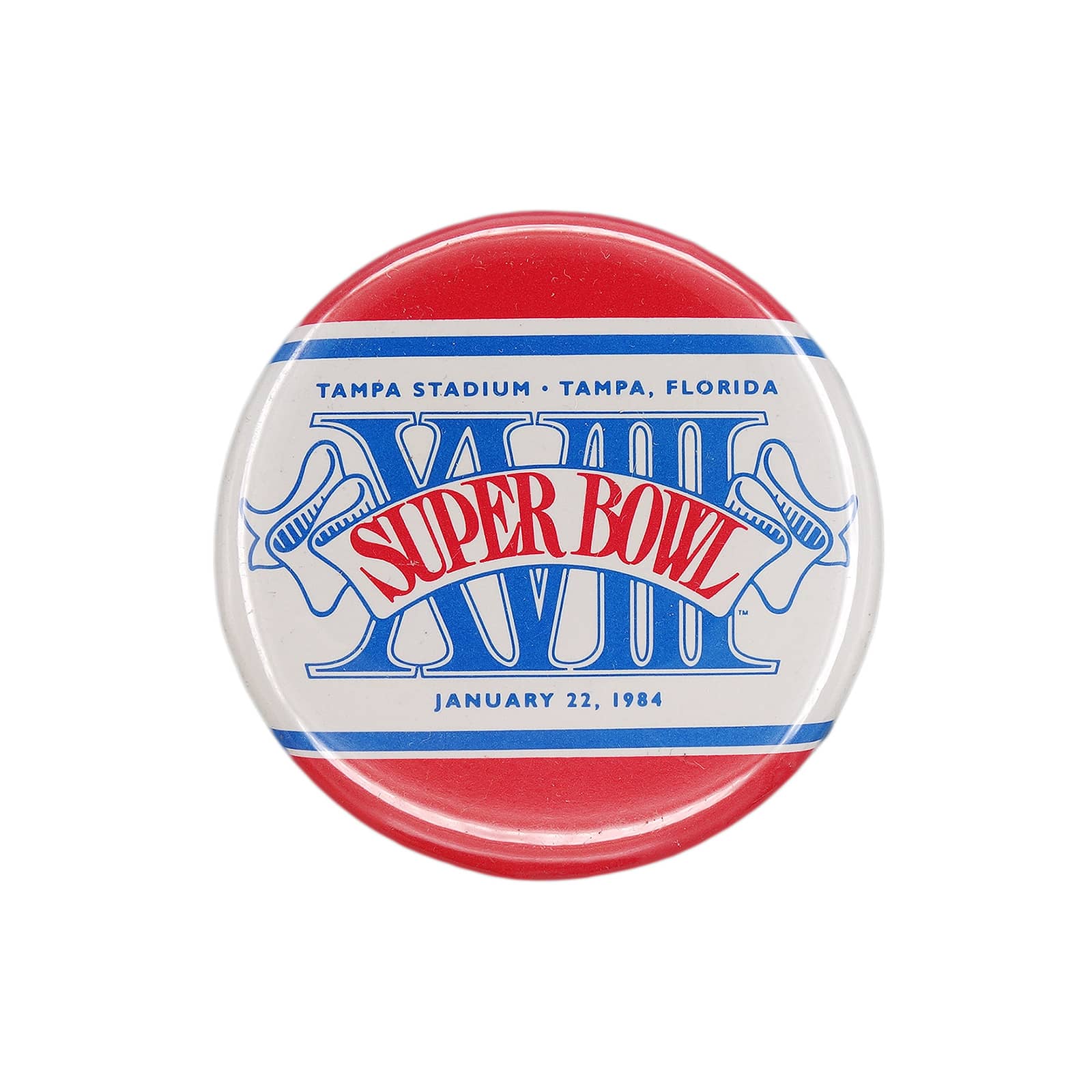 1984 NFL Football SuperBowl XVIII 缶バッジ アメリカンフットボール