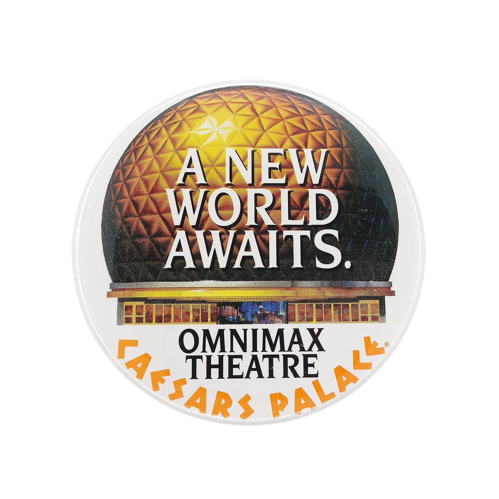 A NEW WORLD AWAITS オムニマックスシアター 缶バッジ CAESARS PALACE