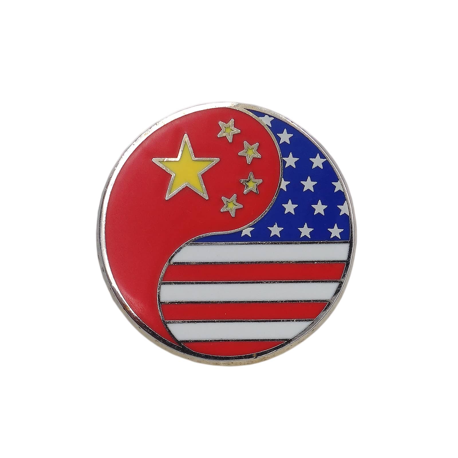 中国旗×星条旗 陰陽風 ピンズ