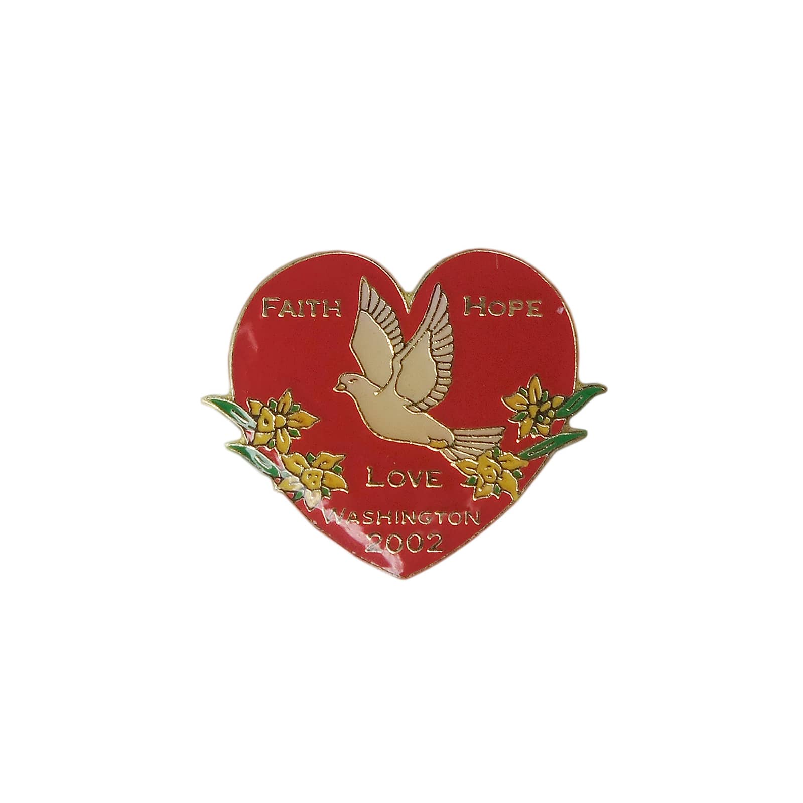 FAITH HOPE LOVE 平和の鳩 花 ハート ピンズ WASHINGTON 2002