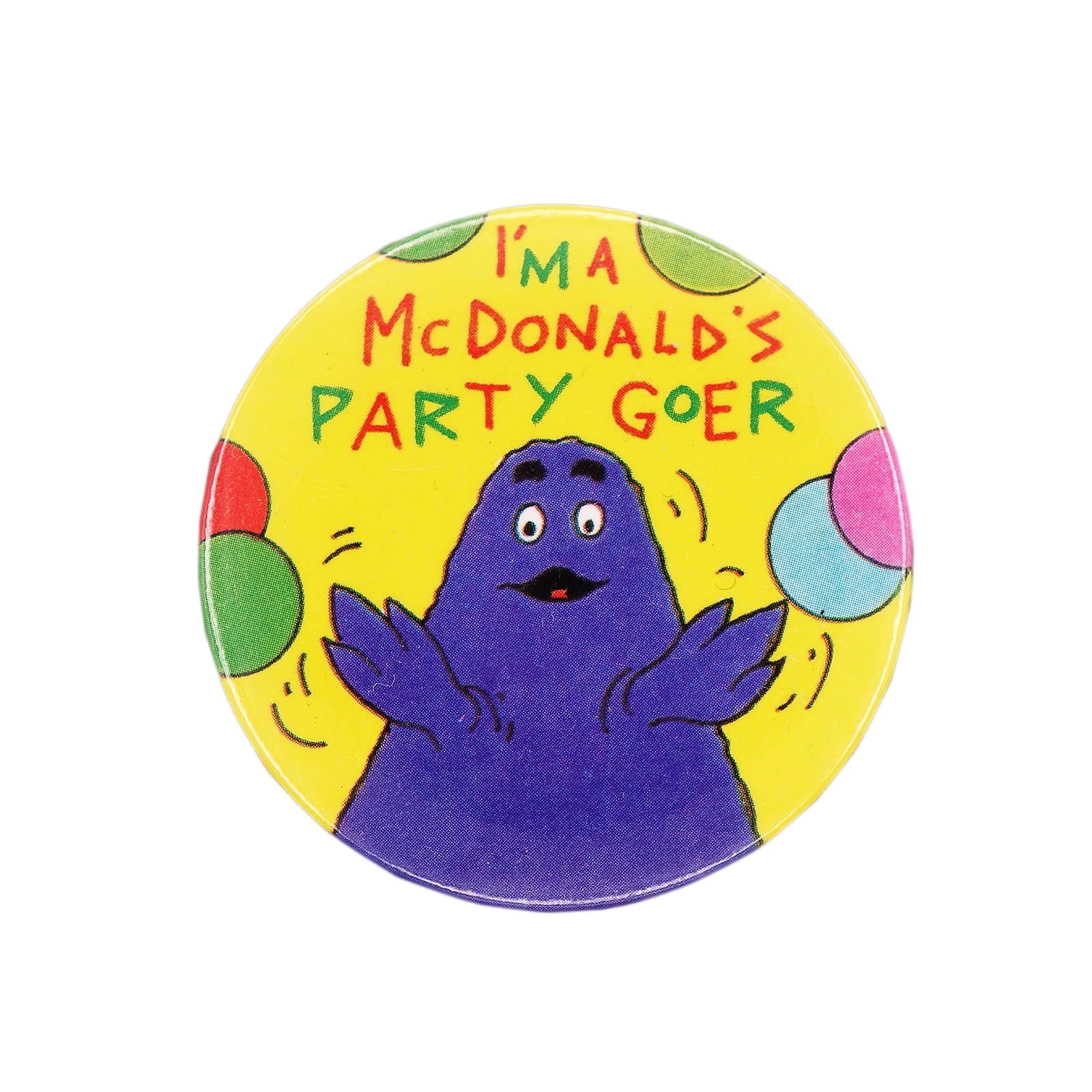 I'M A McDONALD'S PARTY GOER グリマス 缶バッジ マクドナルド