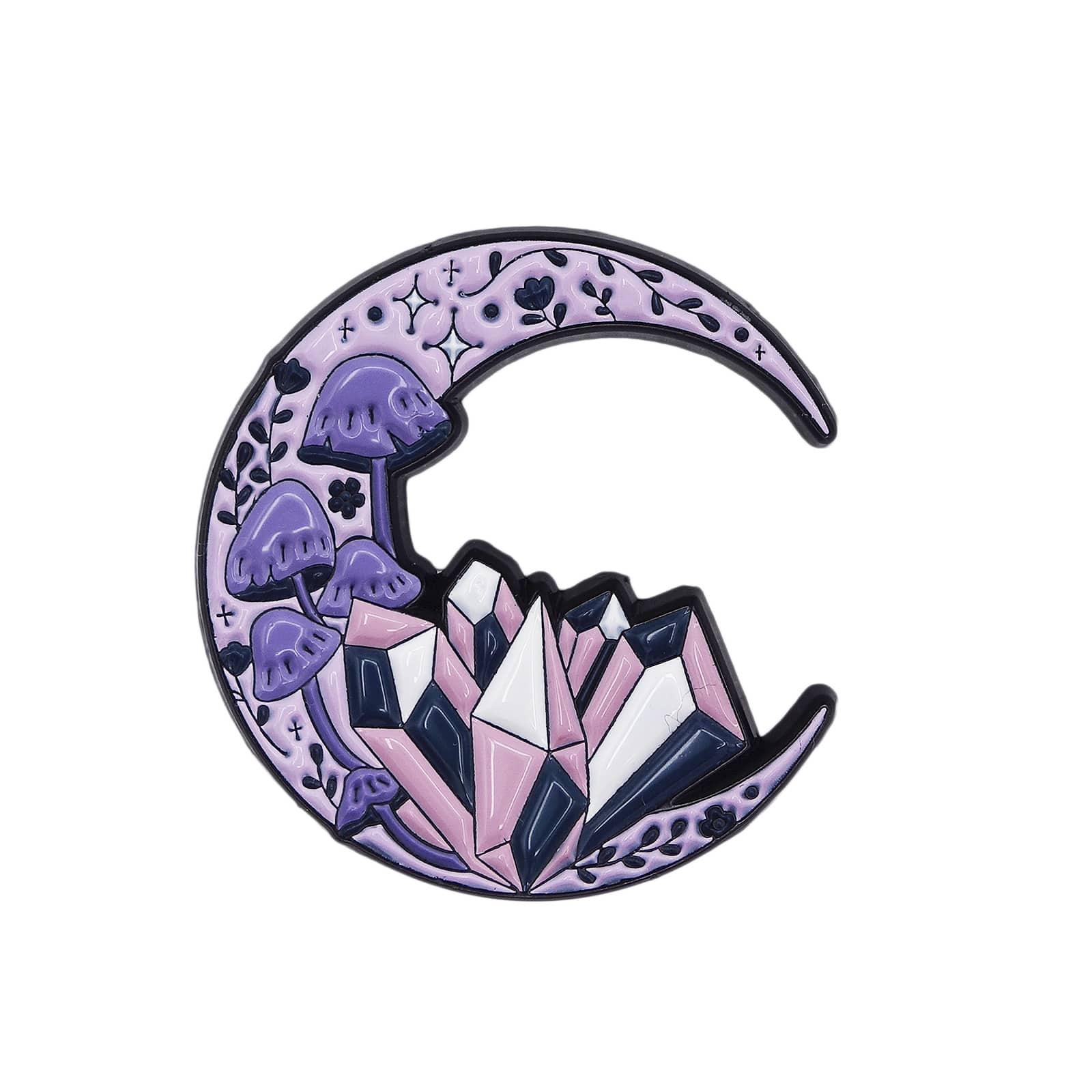 三日月 キノコ 水晶 ピンズ