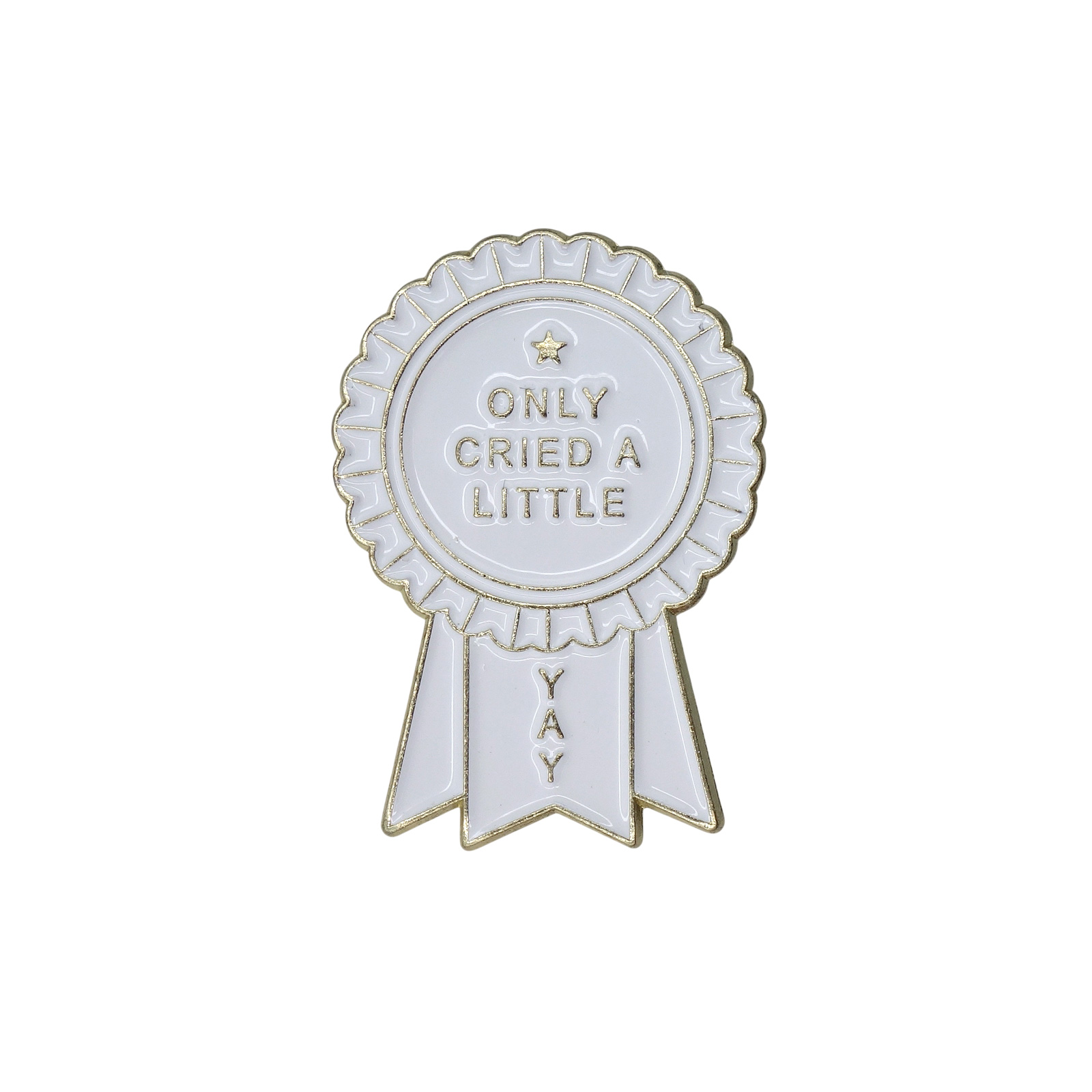 ONLY CRIED A LITTLE アワードリボン型 ピンズ