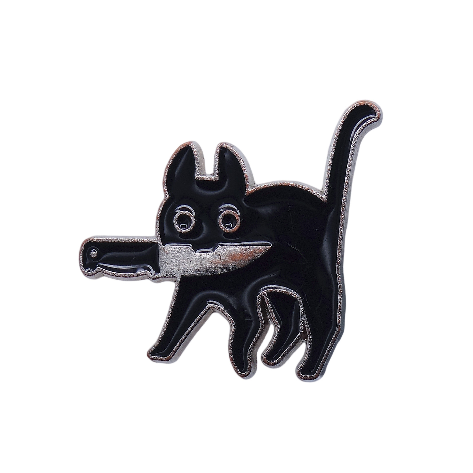 ナイフをくわえた黒猫 ピンズ