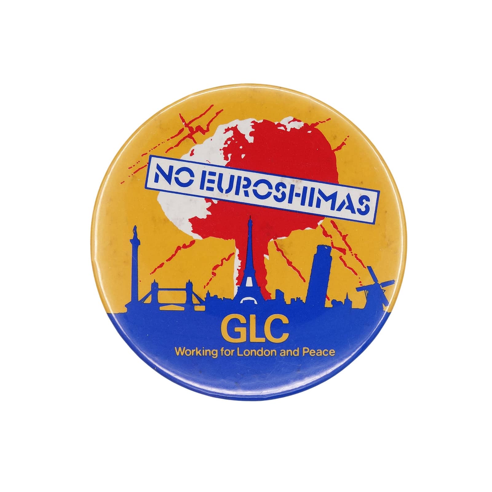 GLC グレーター・ロンドン・カウンシル NO EUROSHIMAS 缶バッジ 反核・平和運動