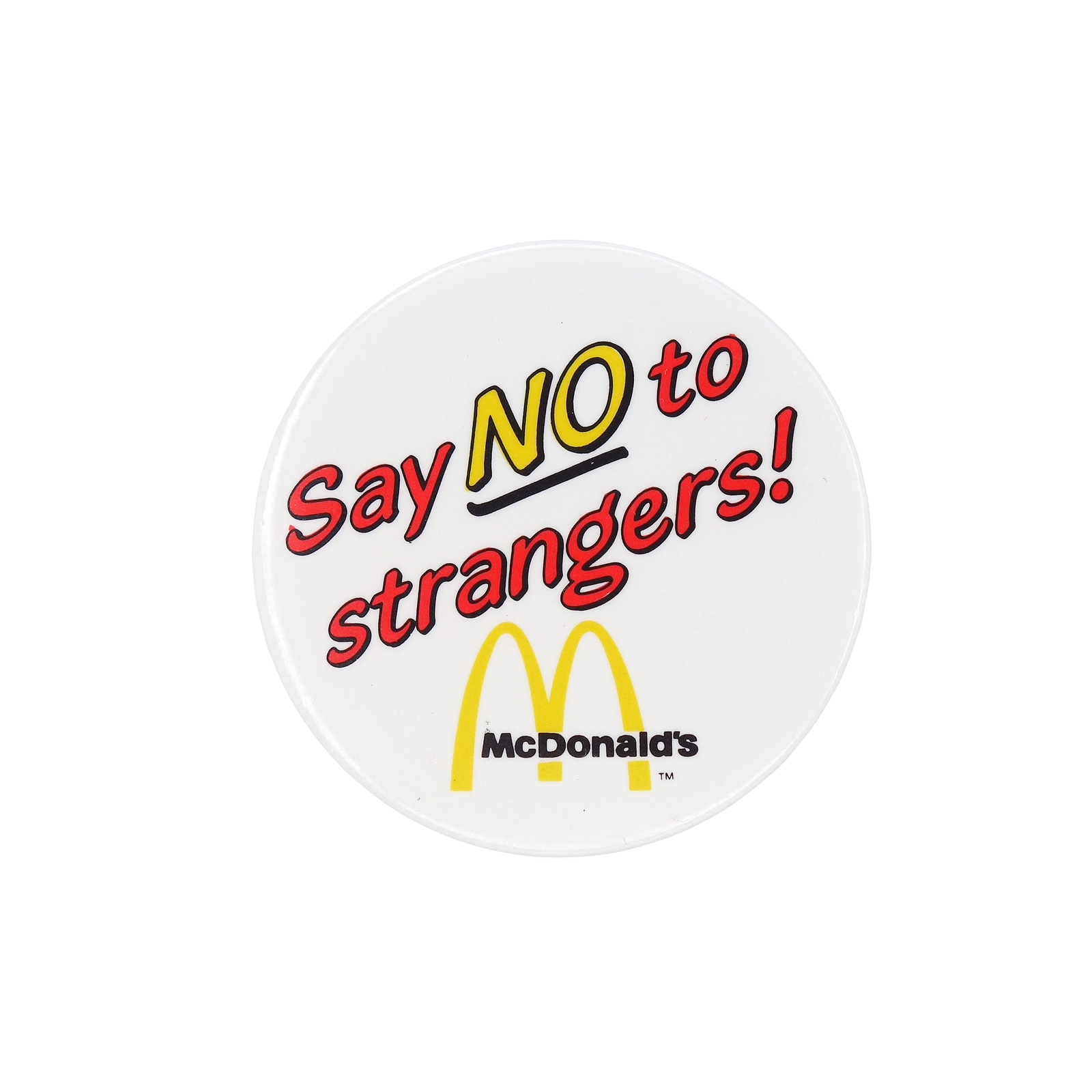 McDonald's マクドナルド Say NO to strangers! 児童防犯啓発 缶バッジ