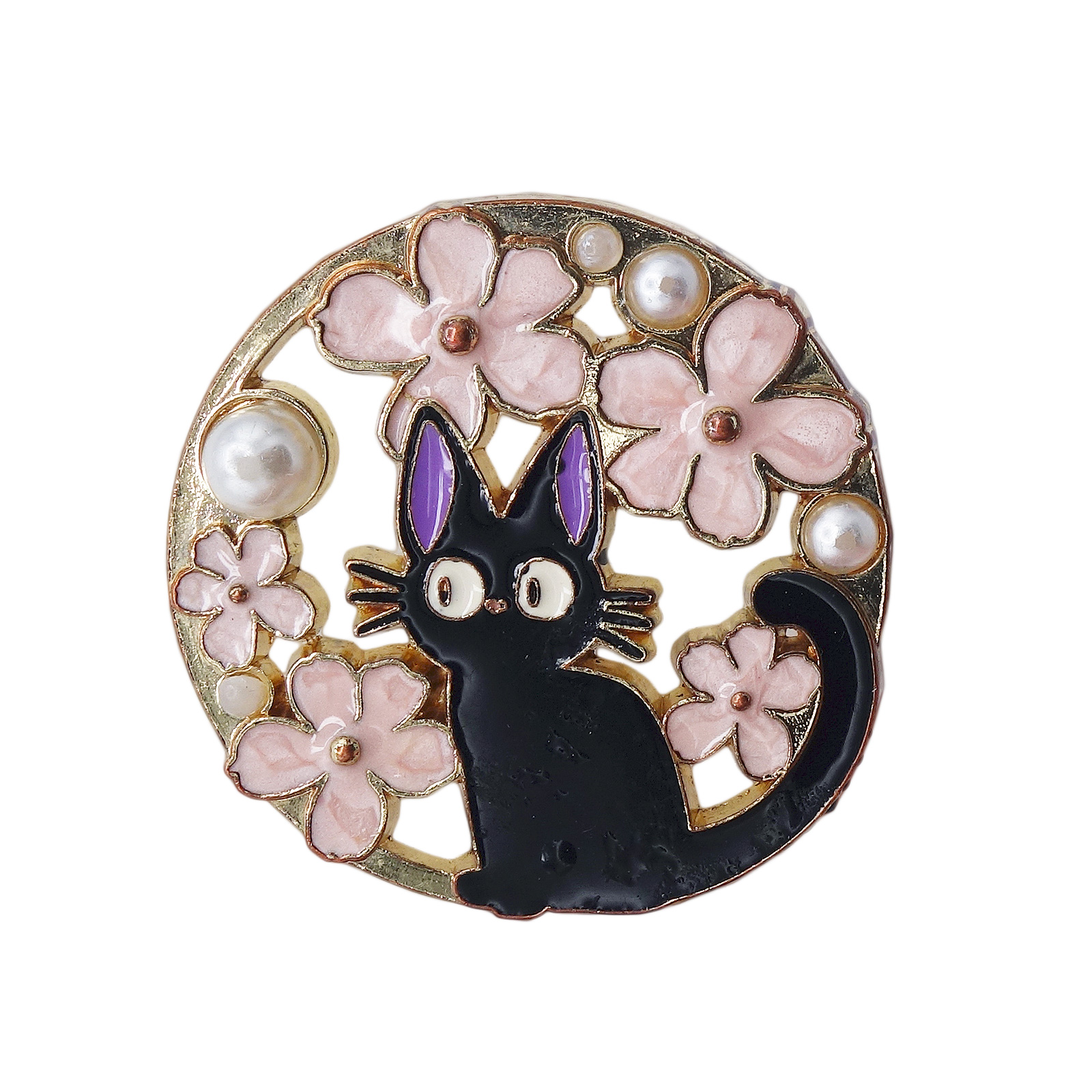 黒猫のジジと桜の花 ピンズ